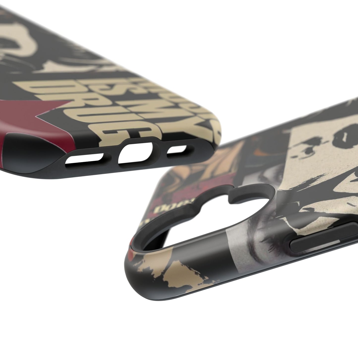 Magnetic Impact Phone Case — Retro Pop Art "Music Is My Drug" Design