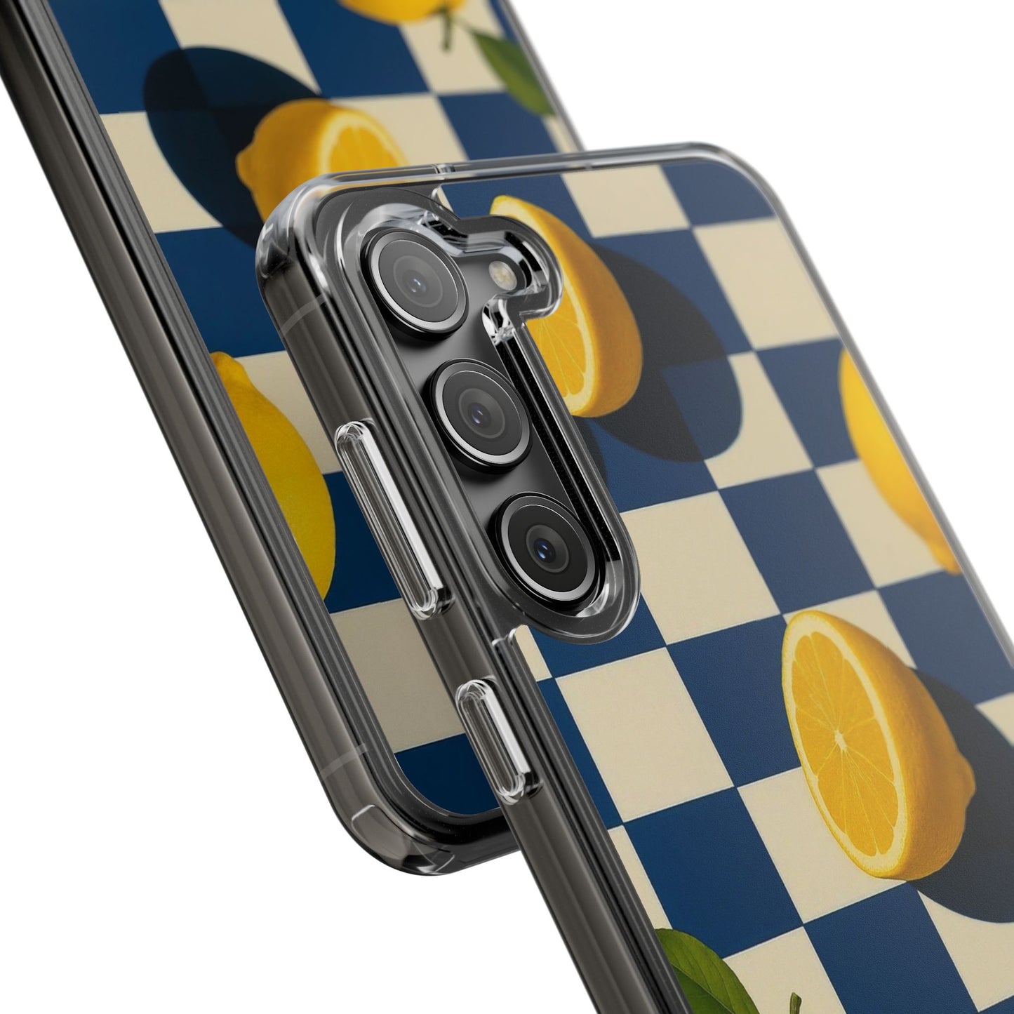 Clear Impact-Resistant Case — Retro Checkered Lemons Phone Case
