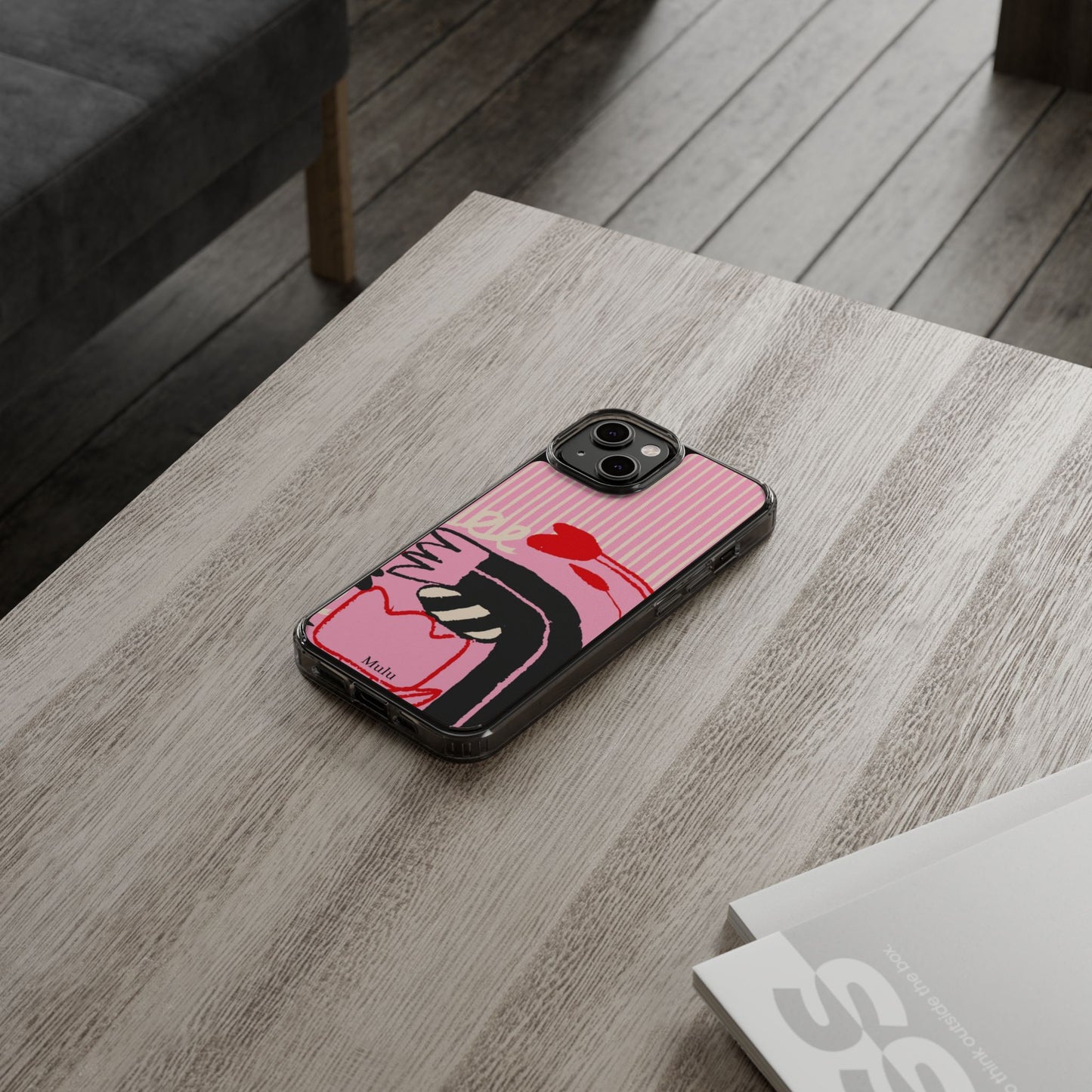 Clear Impact-Resistant Case — Pink Cute Heart Cartoon Design