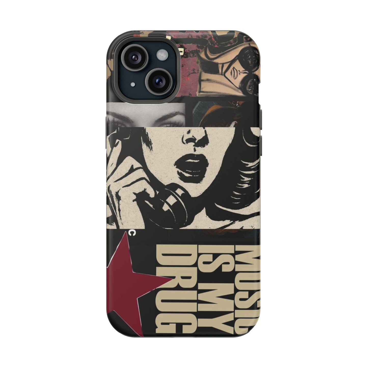 Magnetic Impact Phone Case — Retro Pop Art "Music Is My Drug" Design