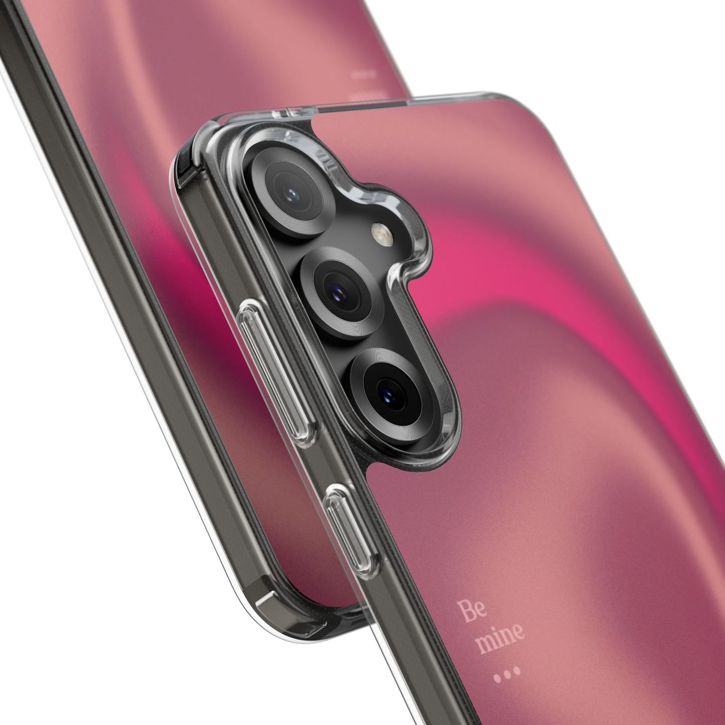 Clear Impact Phone Case — Pink Satin Swirl "Be mine" Design