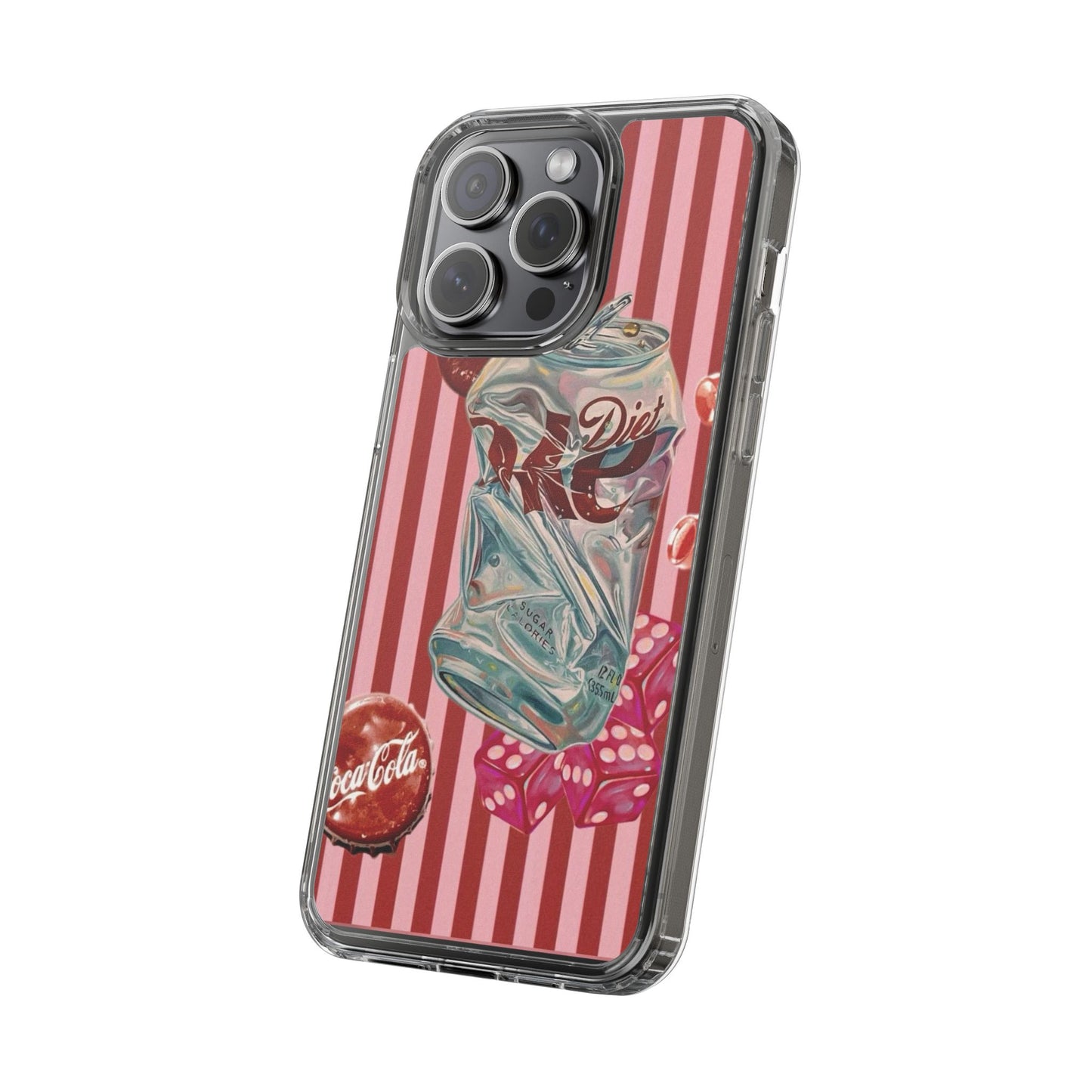 Diet Cola Crush Clear Phone Case – Retro Soda Pop Design
