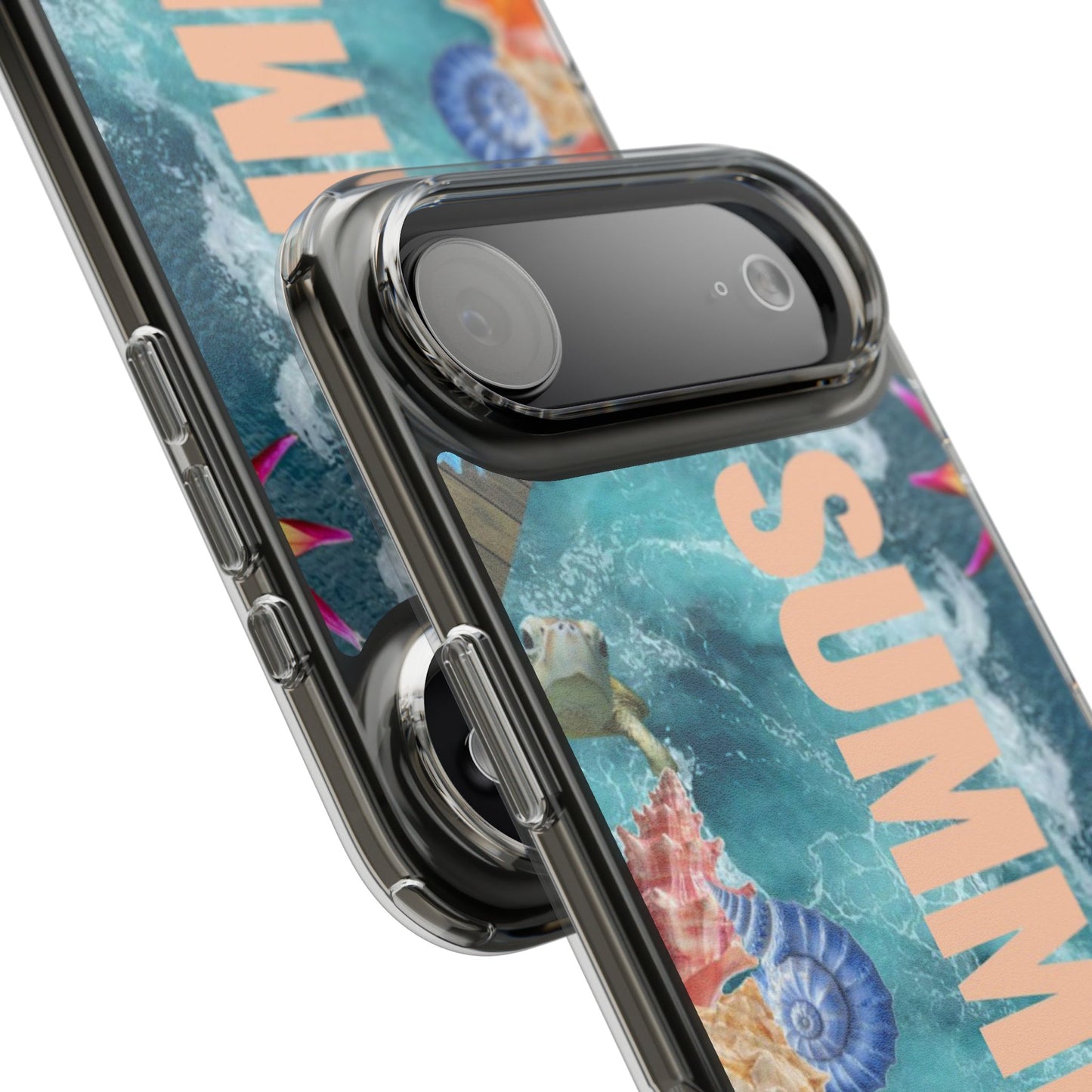 Summer Floral Clear Impact Phone Case — "SUMMER" Tropical Hibiscus Design