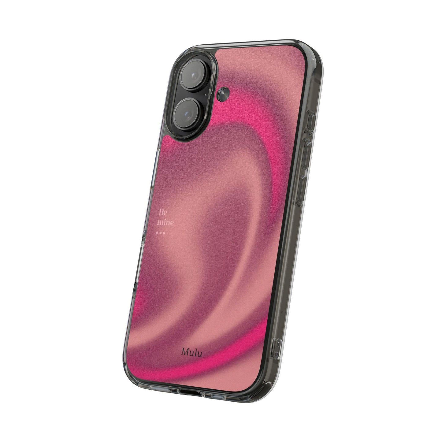 Clear Impact Phone Case — Pink Satin Swirl "Be mine" Design