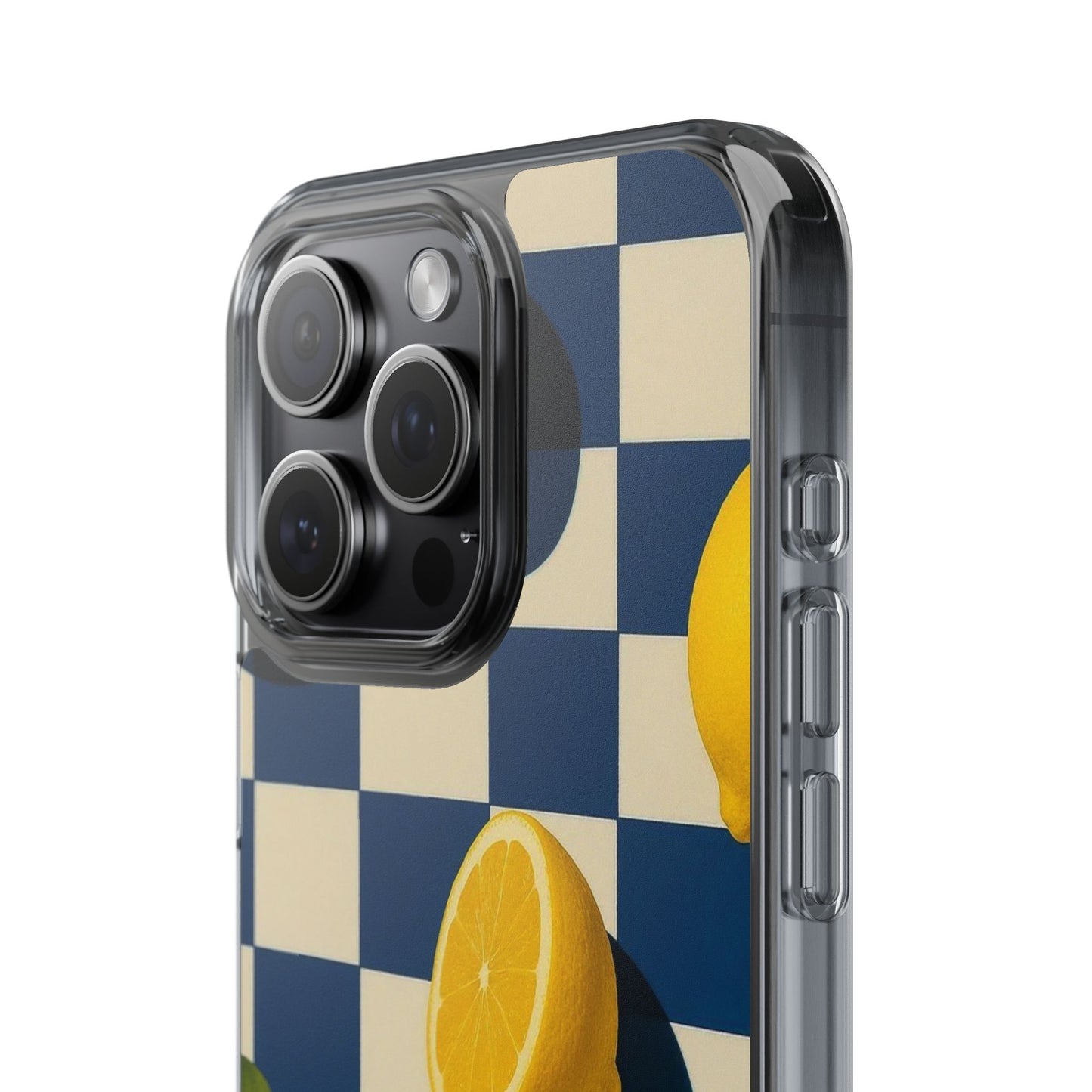 Clear Impact-Resistant Case — Retro Checkered Lemons Phone Case
