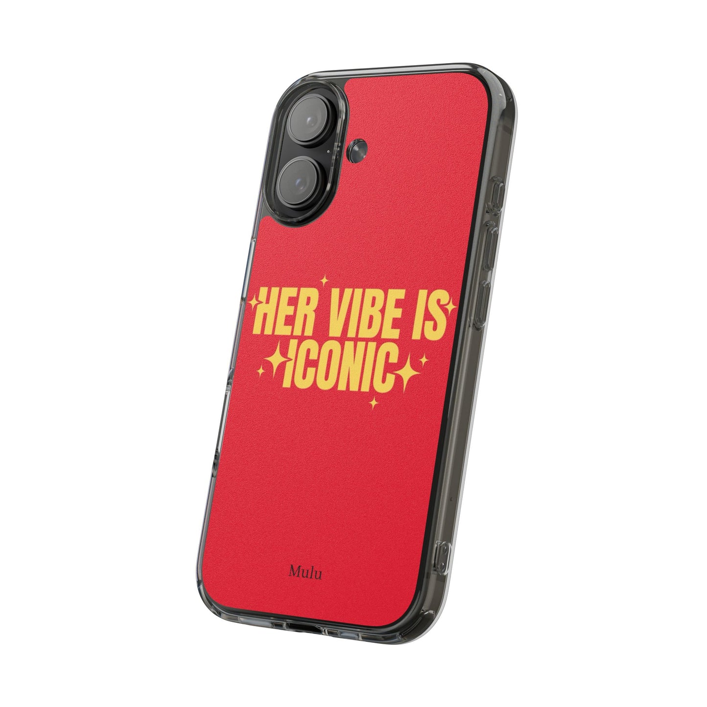 Clear Impact-Resistant Phone Case — "Her Vibe Is Iconic" Red Protective Cover