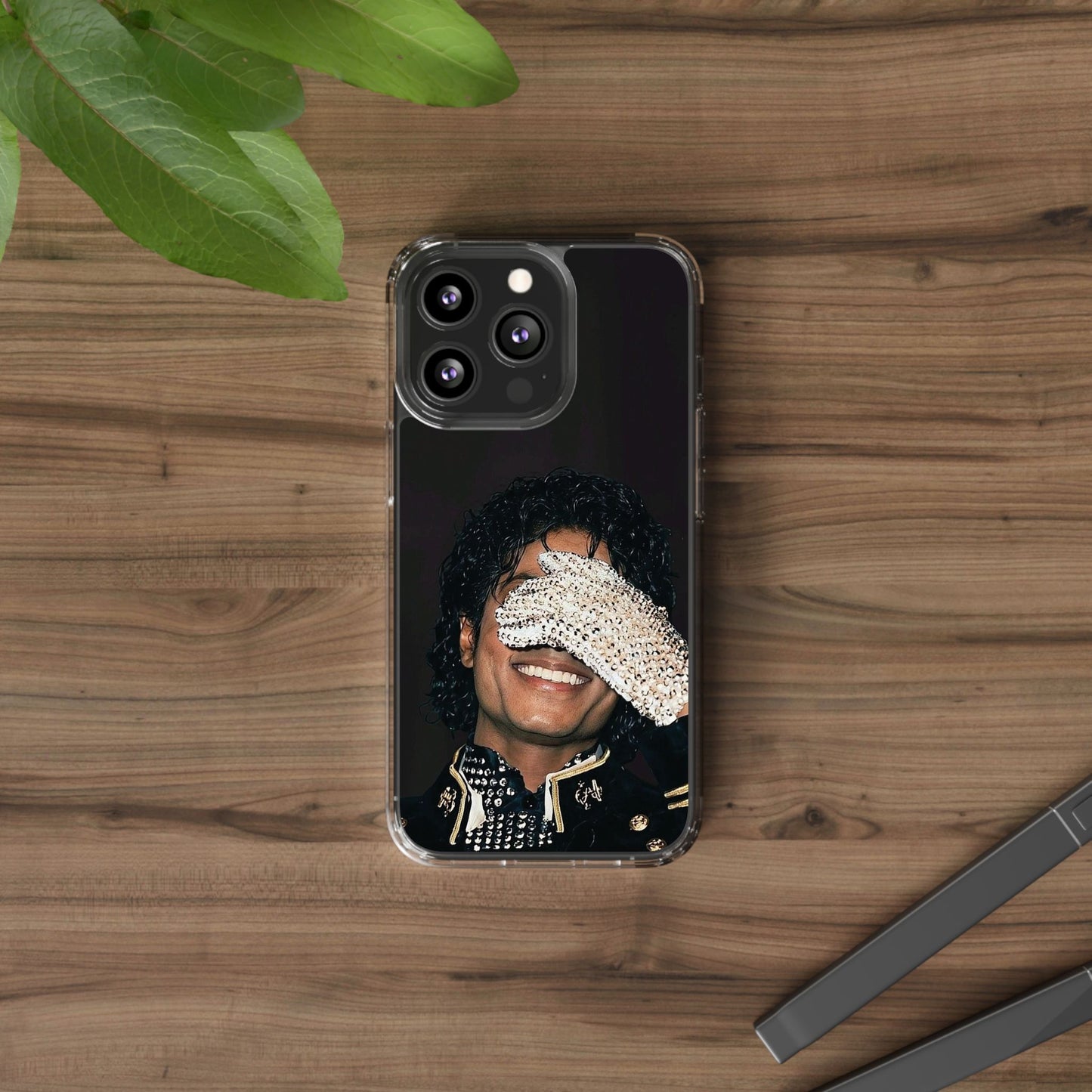 Michael Jackson Smiling Portrait Clear Phone Case — Retro Pop Icon Design