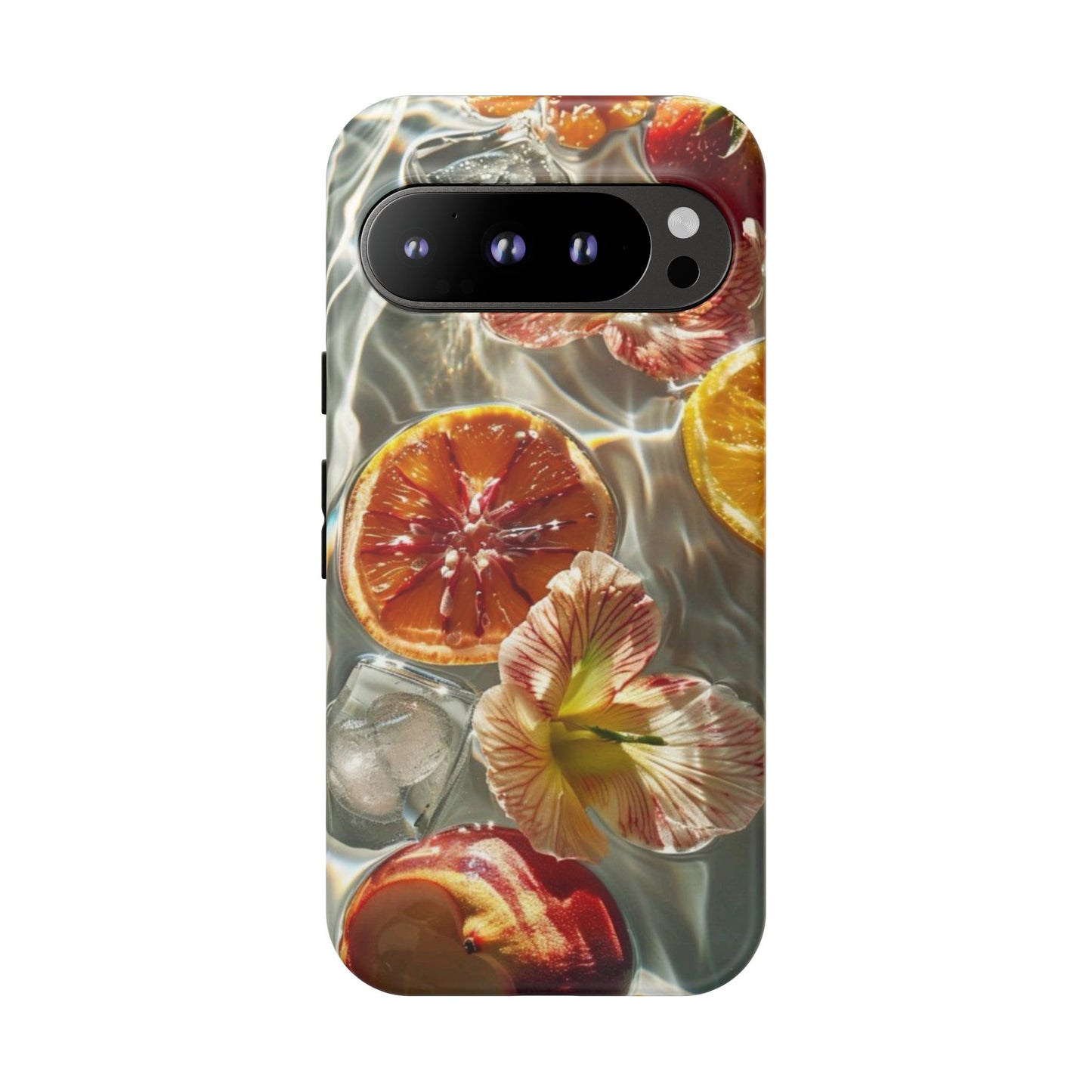Citrus & Hibiscus Protective Phone Case – Summer Fruit Water Print Tough Case