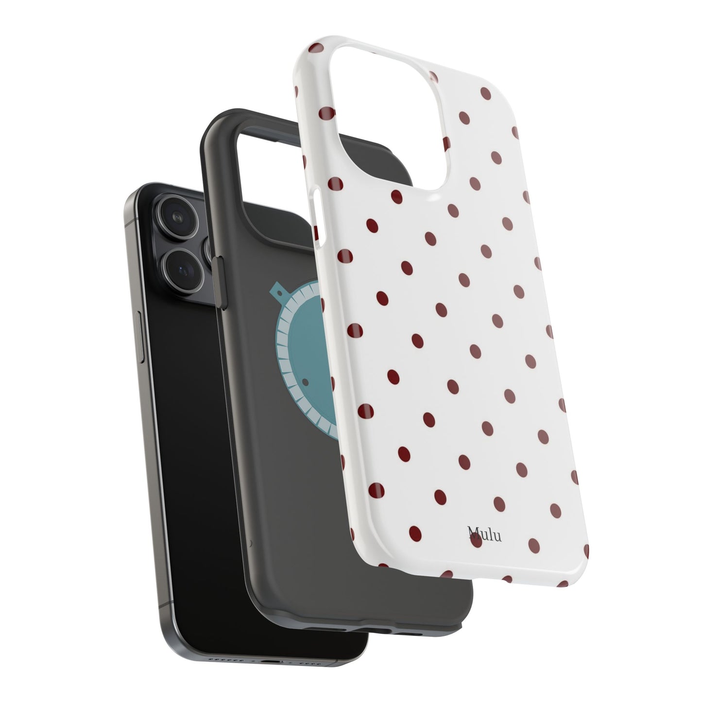 Polka Dot Magnetic Impact-Resistant Phone Case — Red Dots on White