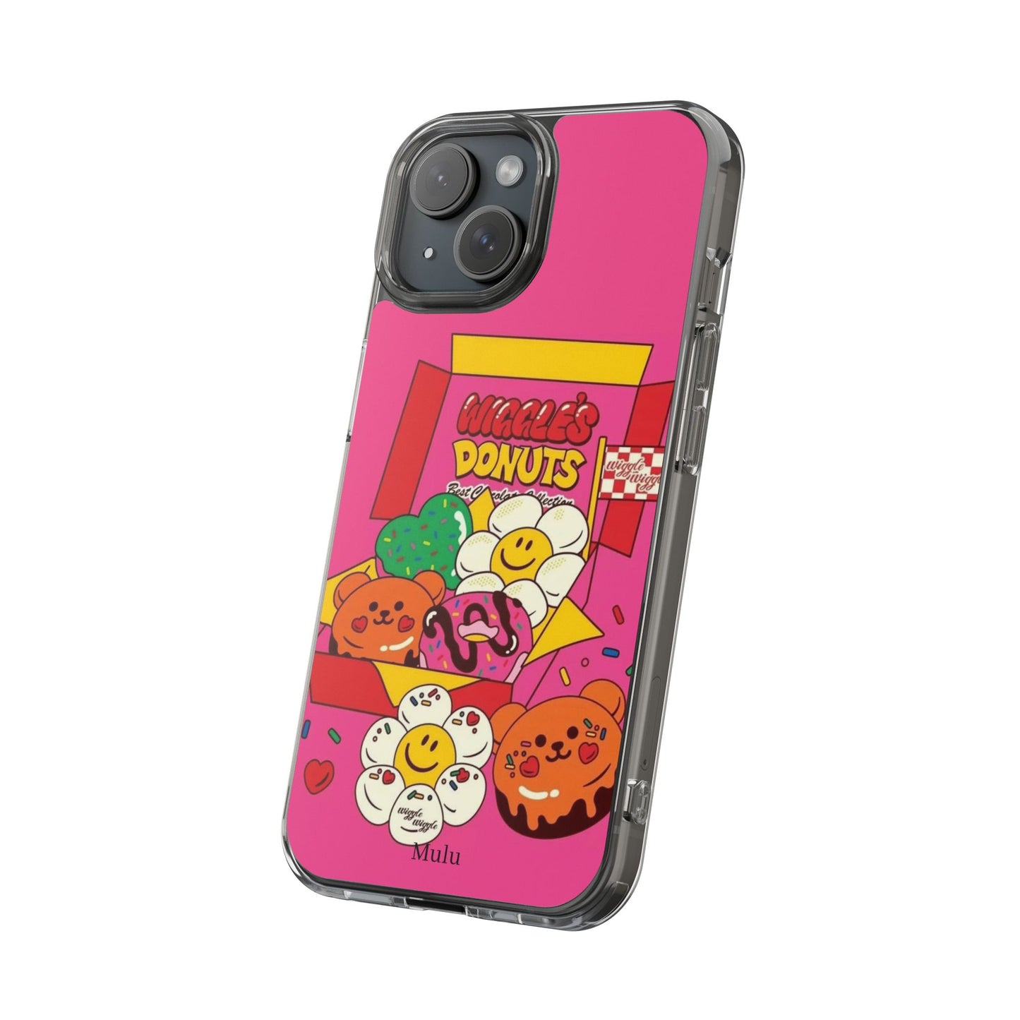 Donut Box Cute Phone Case — Clear Impact‑Resistant iPhone Cover with Smiling Donuts