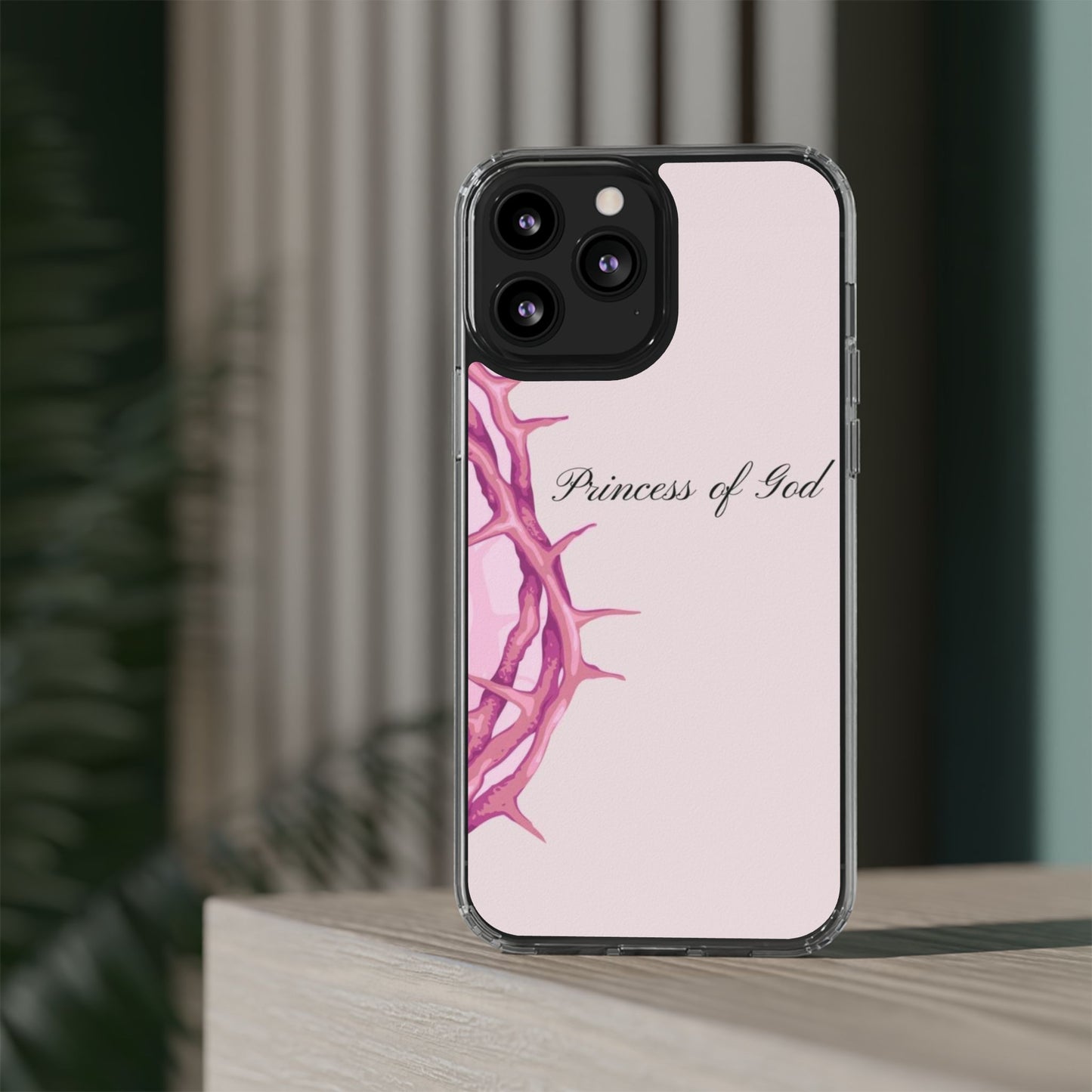 Phone Case — "Princess of God" Pink Crown of Thorns Clear Impact-Resistant Case