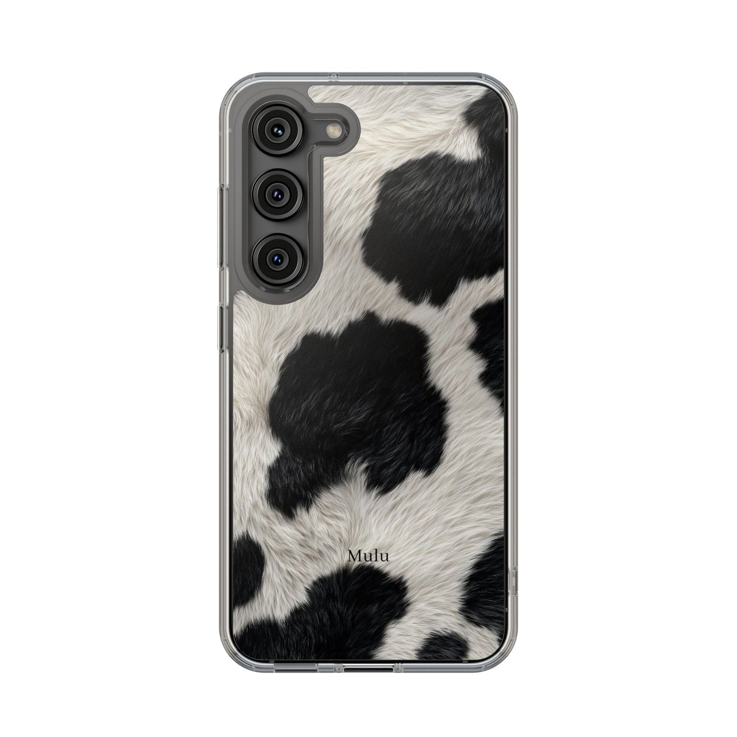 Cow Print Clear Impact Phone Case — Faux Fur Black & White Protection