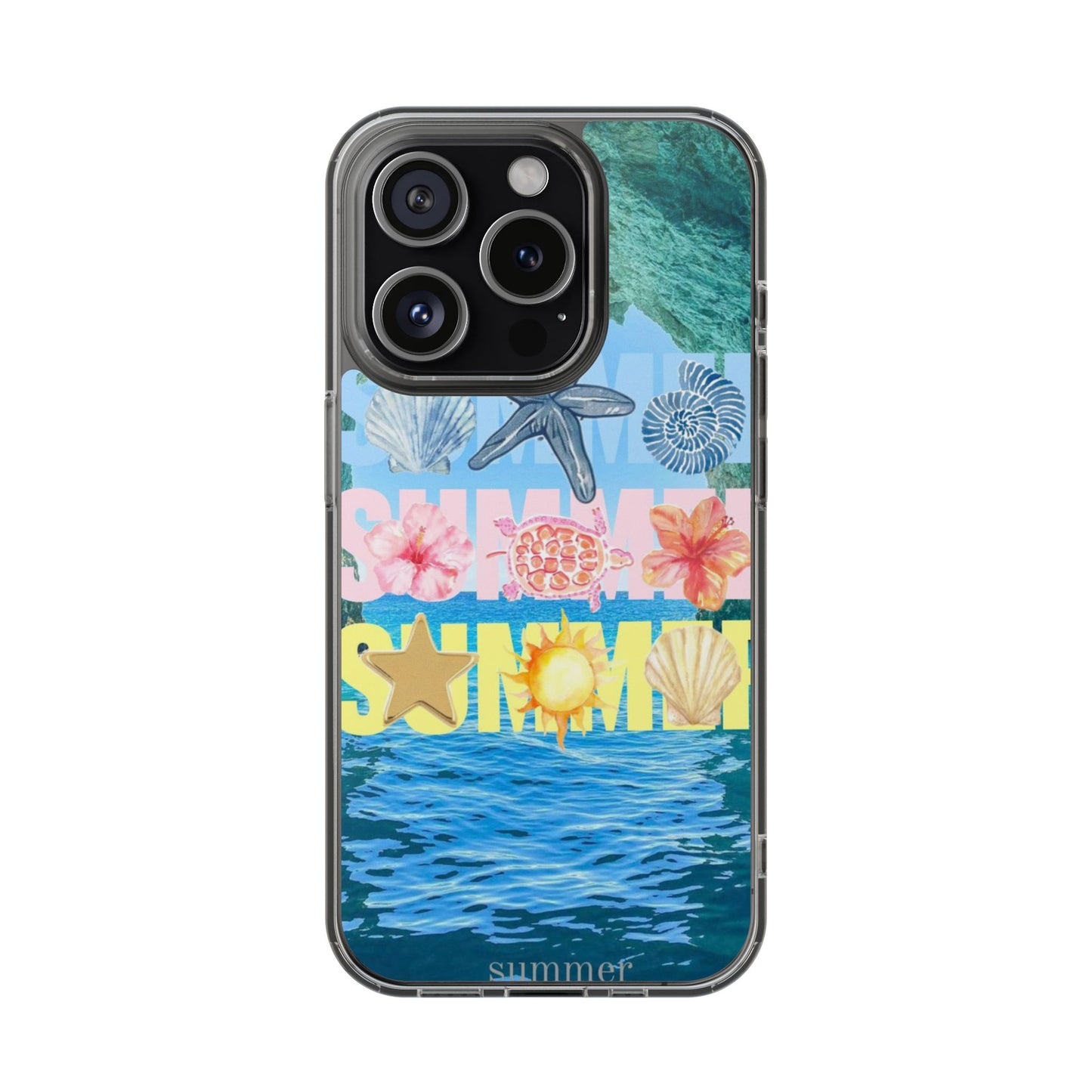Clear Summer Beach Phone Case — Impact‑Resistant Tropical Design