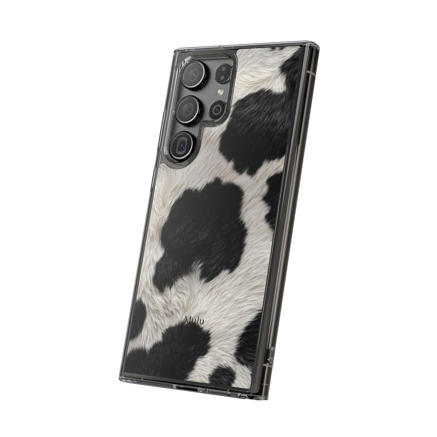 Cow Print Clear Impact Phone Case — Faux Fur Black & White Protection