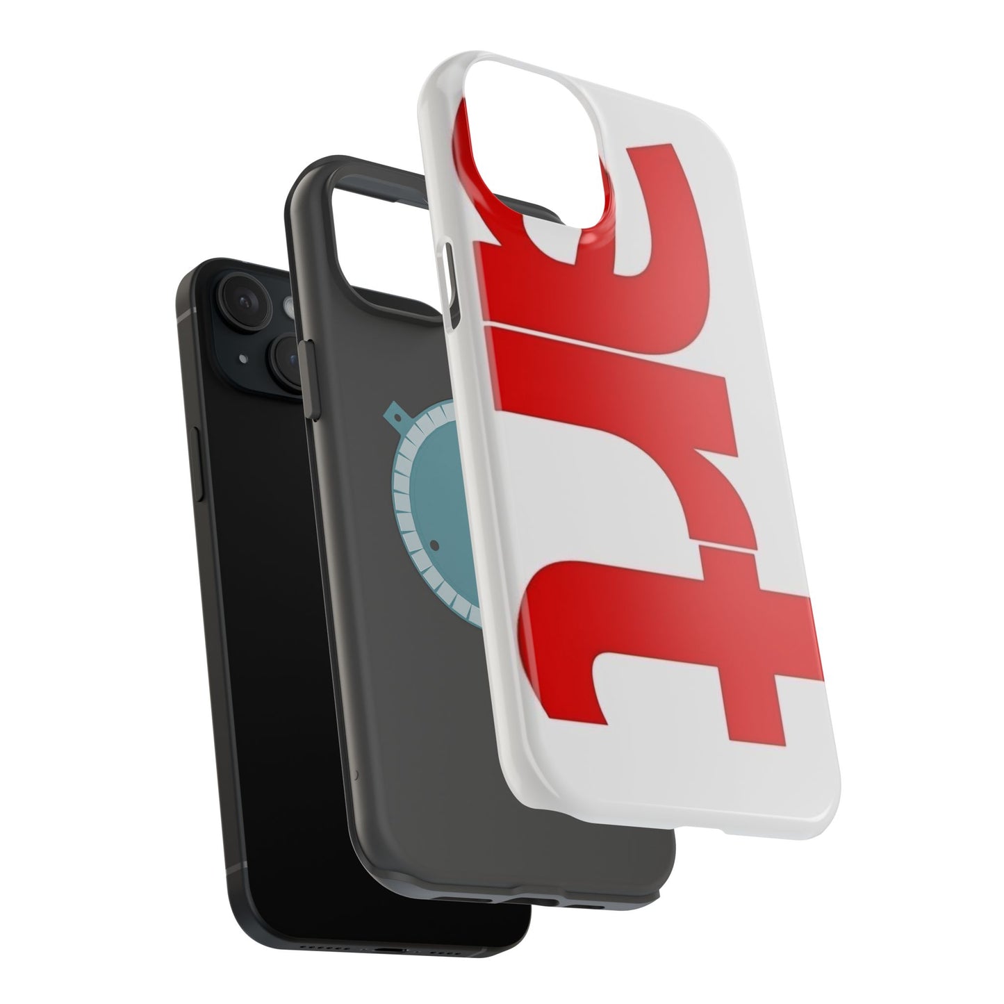 Magnetic Impact-Resistant Phone Case — Bold Red Typographic Design