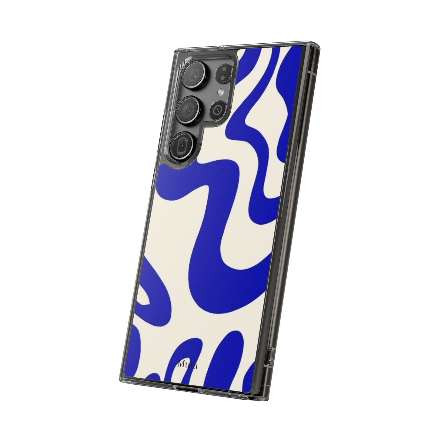 Clear Impact-Resistant Case — Blue Abstract Wavy Pattern