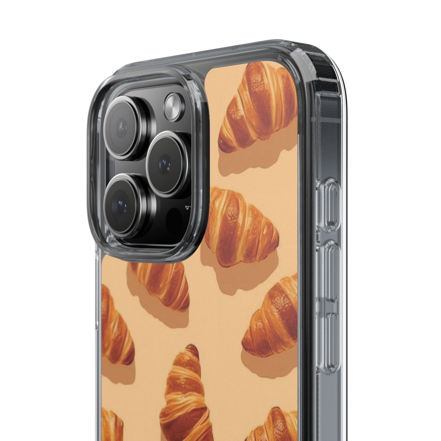 Croissant Pattern Clear Phone Case — Bakery-themed Transparent iPhone Cover