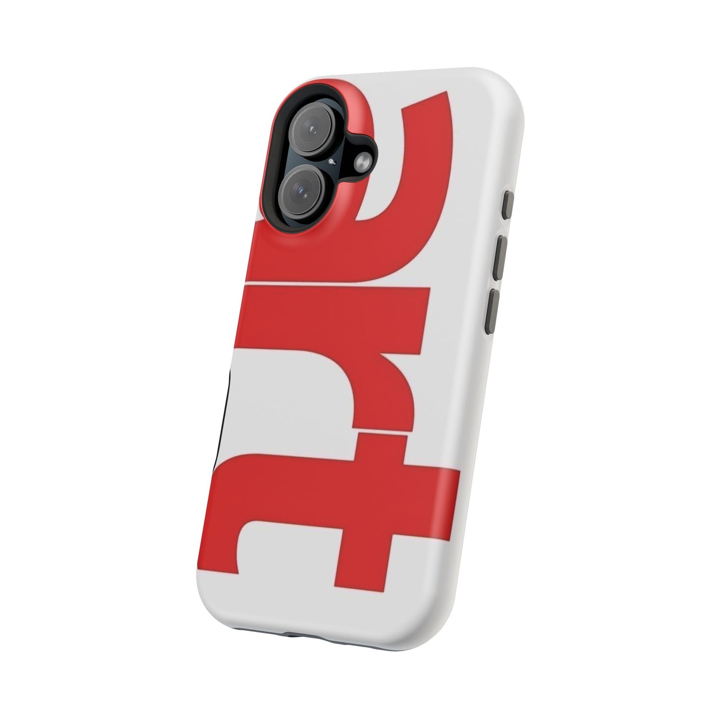 Magnetic Impact-Resistant Phone Case — Bold Red Typographic Design