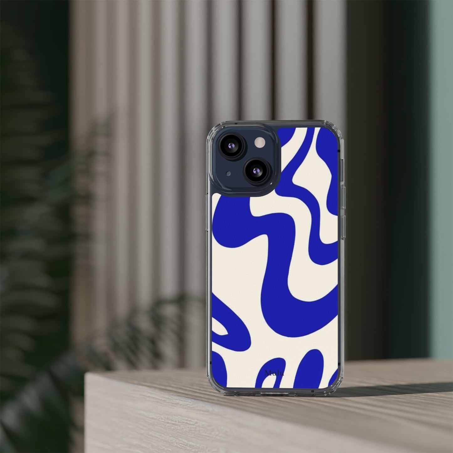 Clear Impact-Resistant Case — Blue Abstract Wavy Pattern