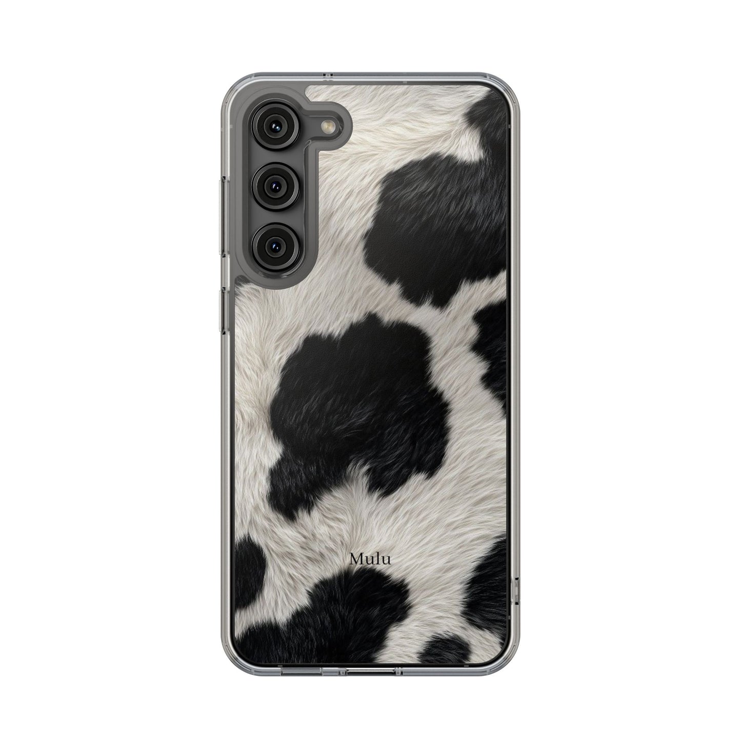 Cow Print Clear Impact Phone Case — Faux Fur Black & White Protection