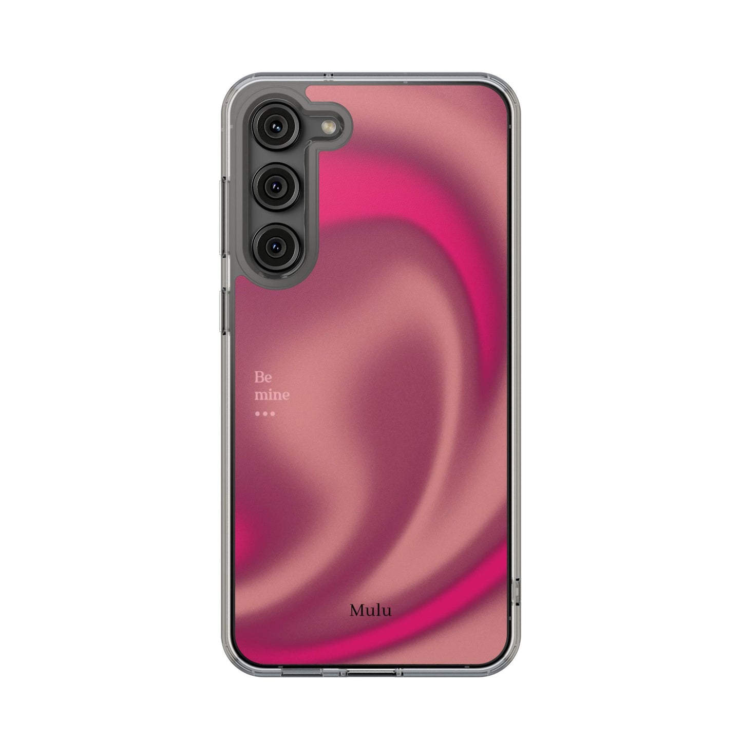 Clear Impact Phone Case — Pink Satin Swirl "Be mine" Design