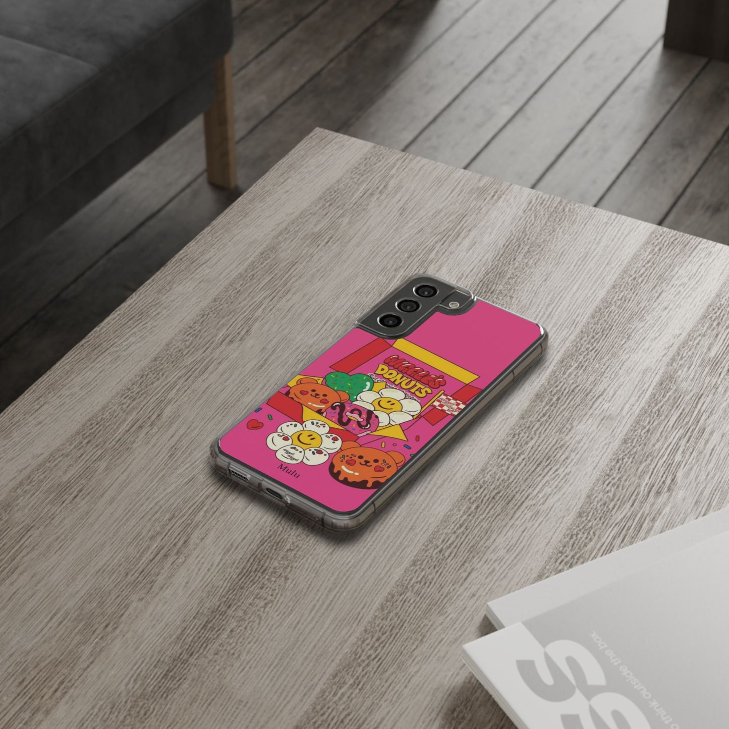 Donut Box Cute Phone Case — Clear Impact‑Resistant iPhone Cover with Smiling Donuts