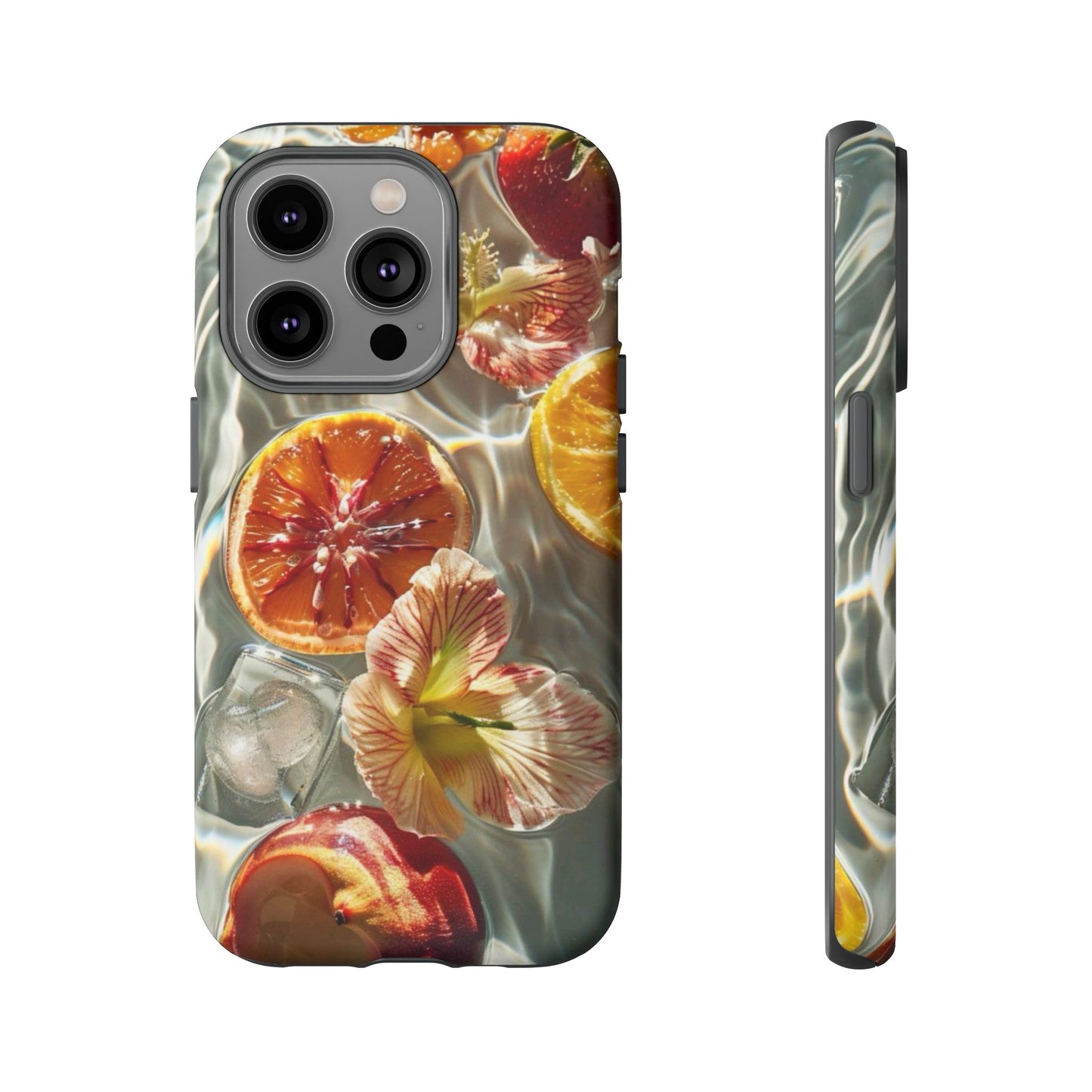 Citrus & Hibiscus Protective Phone Case – Summer Fruit Water Print Tough Case
