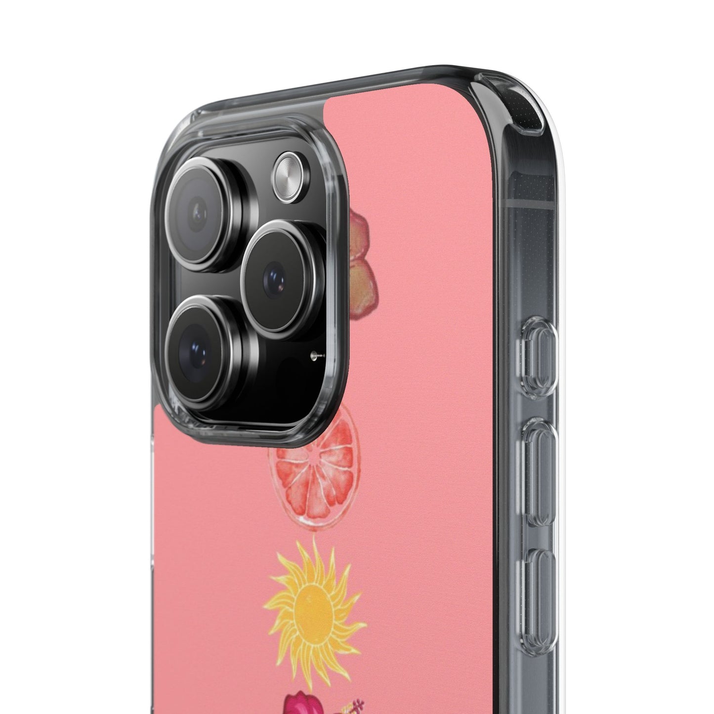 Clear Impact-Resistant Phone Case — Tropical Sun & Hibiscus Floral Design