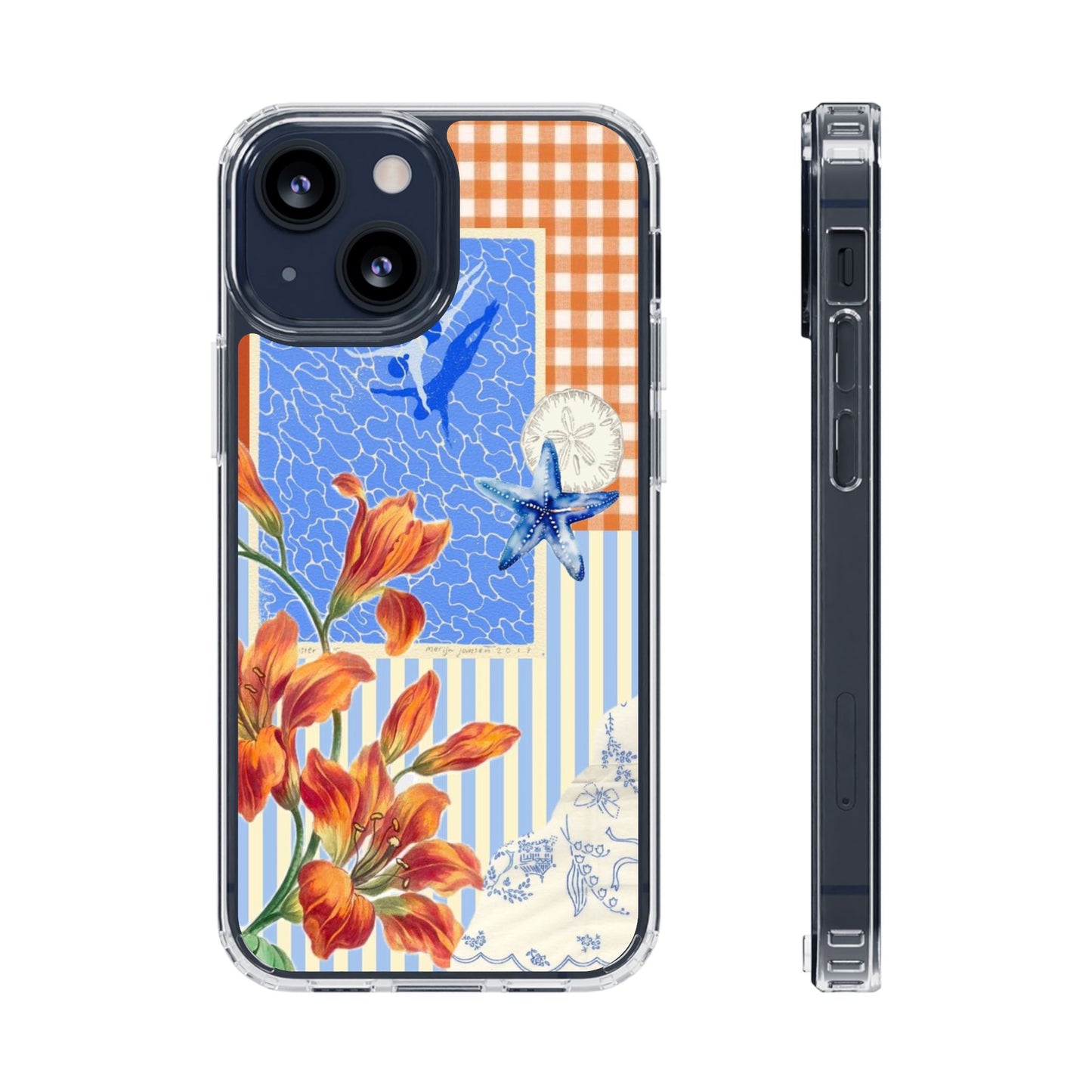 Floral Patchwork Clear Impact-Resistant Phone Case