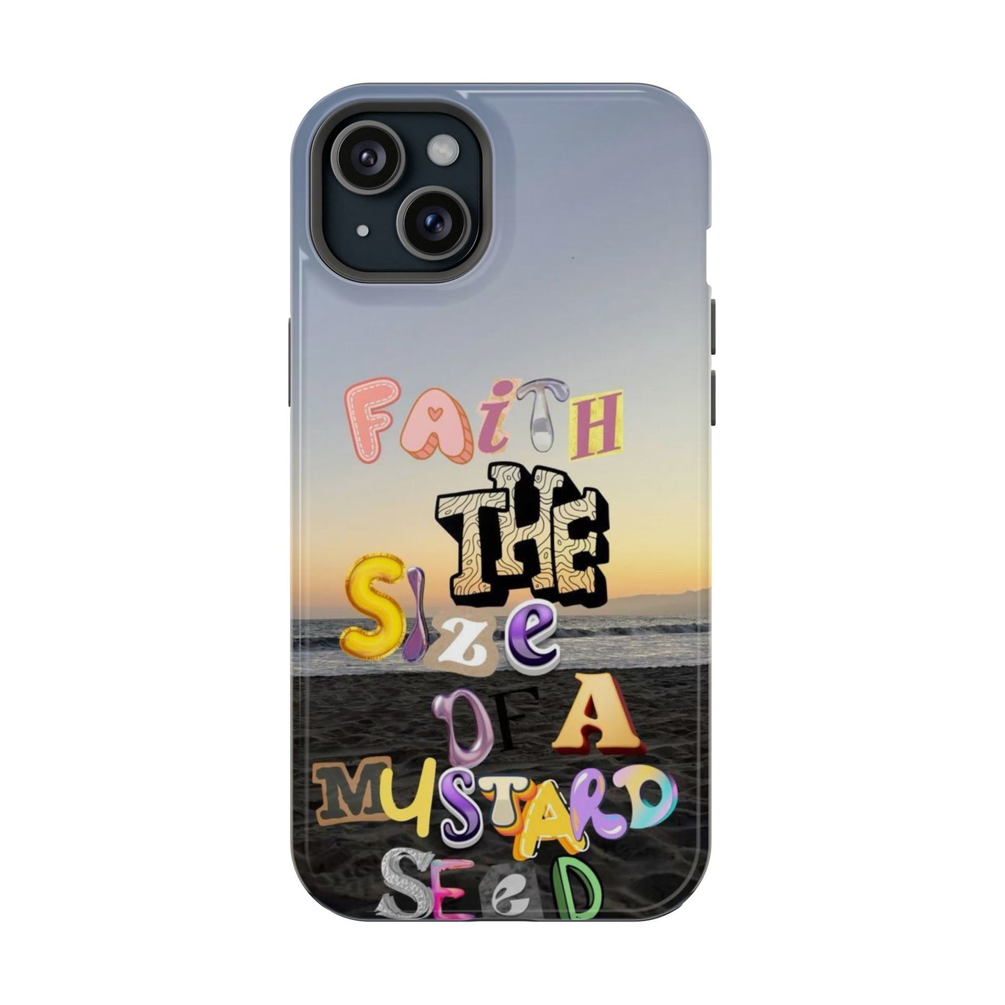 Magnetic Impact-Resistant Phone Case — "Faith the Size of a Mustard Seed" Sunset Design