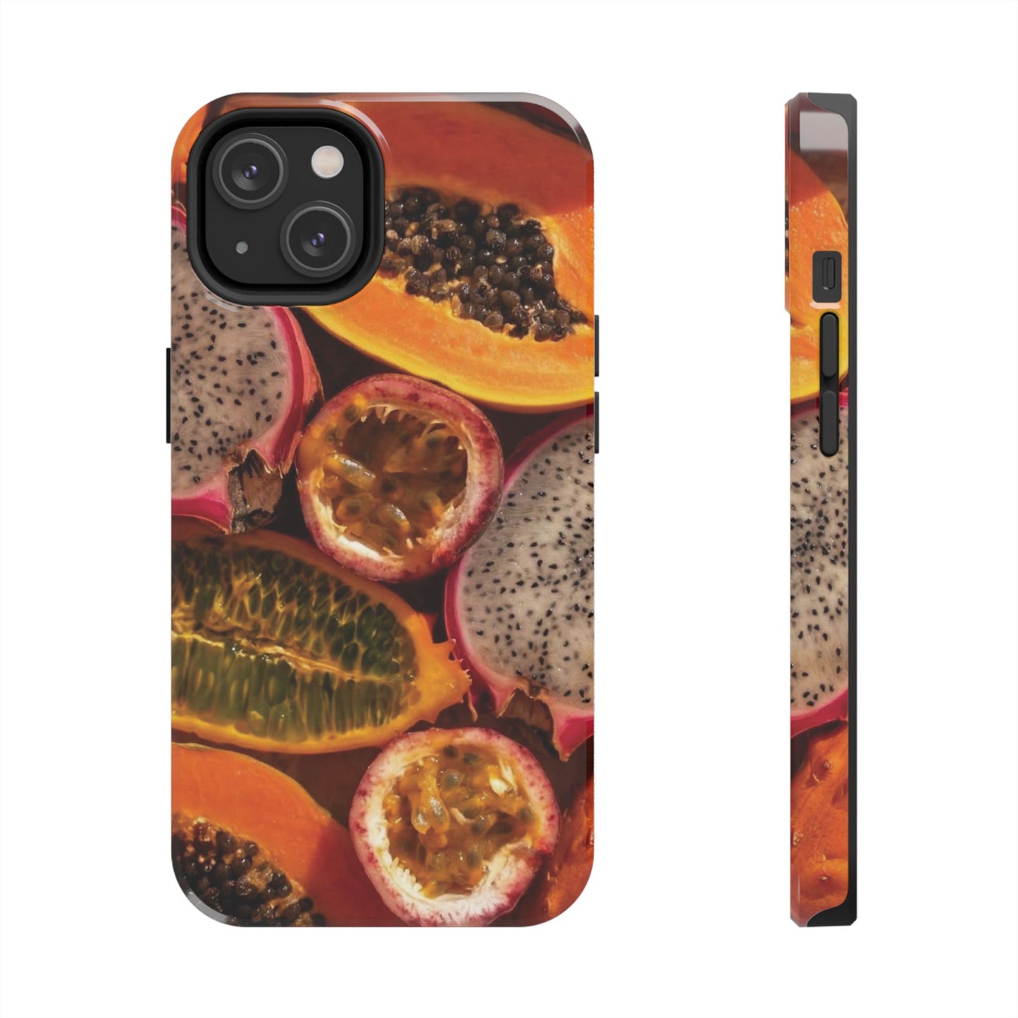 Tropical Fruit Tough Phone Case — Papaya & Dragon Fruit Design