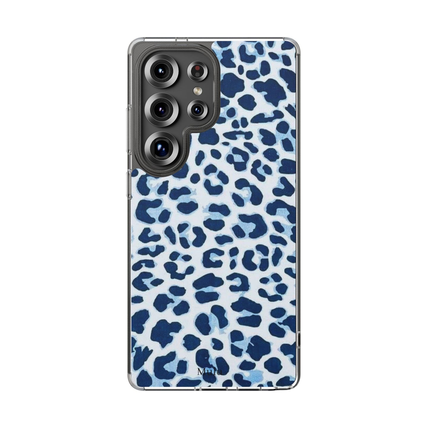 Clear Impact-Resistant Phone Case — Blue Watercolor Leopard Print
