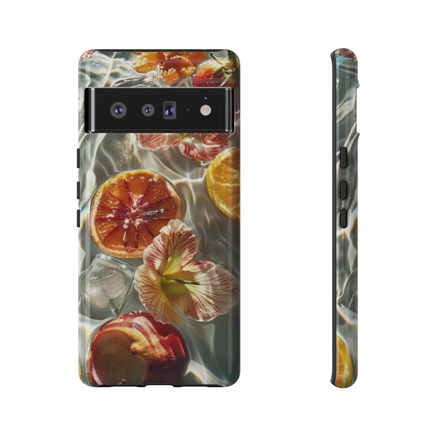 Citrus & Hibiscus Protective Phone Case – Summer Fruit Water Print Tough Case