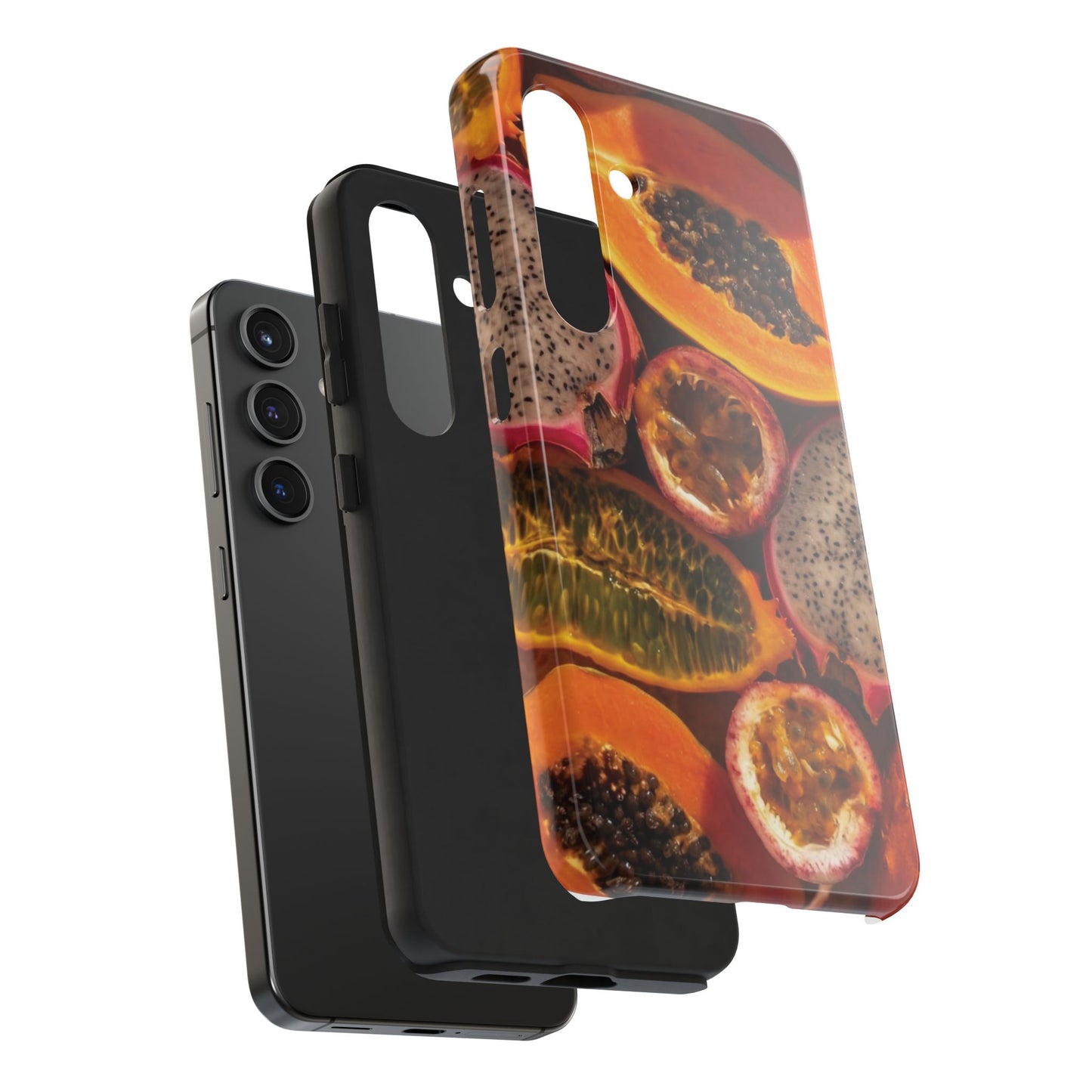 Tropical Fruit Tough Phone Case — Papaya & Dragon Fruit Design
