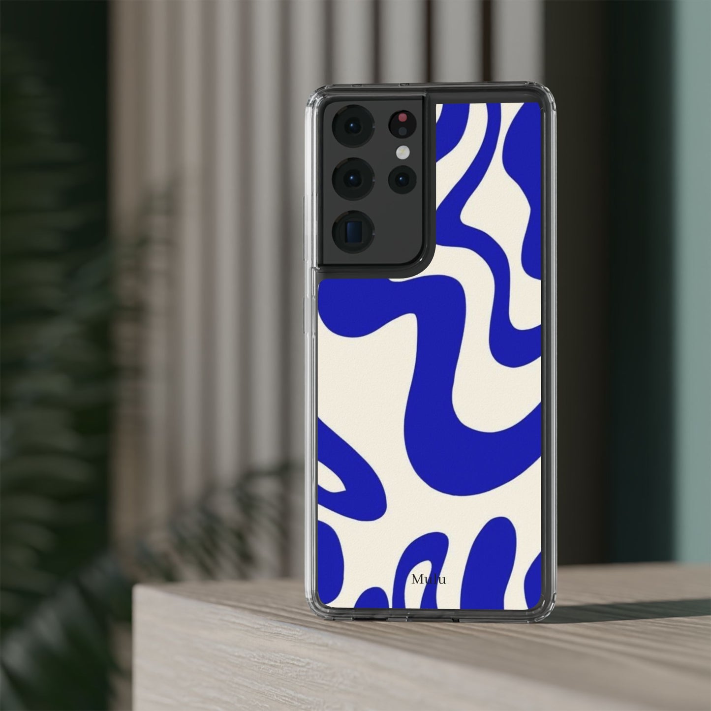 Clear Impact-Resistant Case — Blue Abstract Wavy Pattern