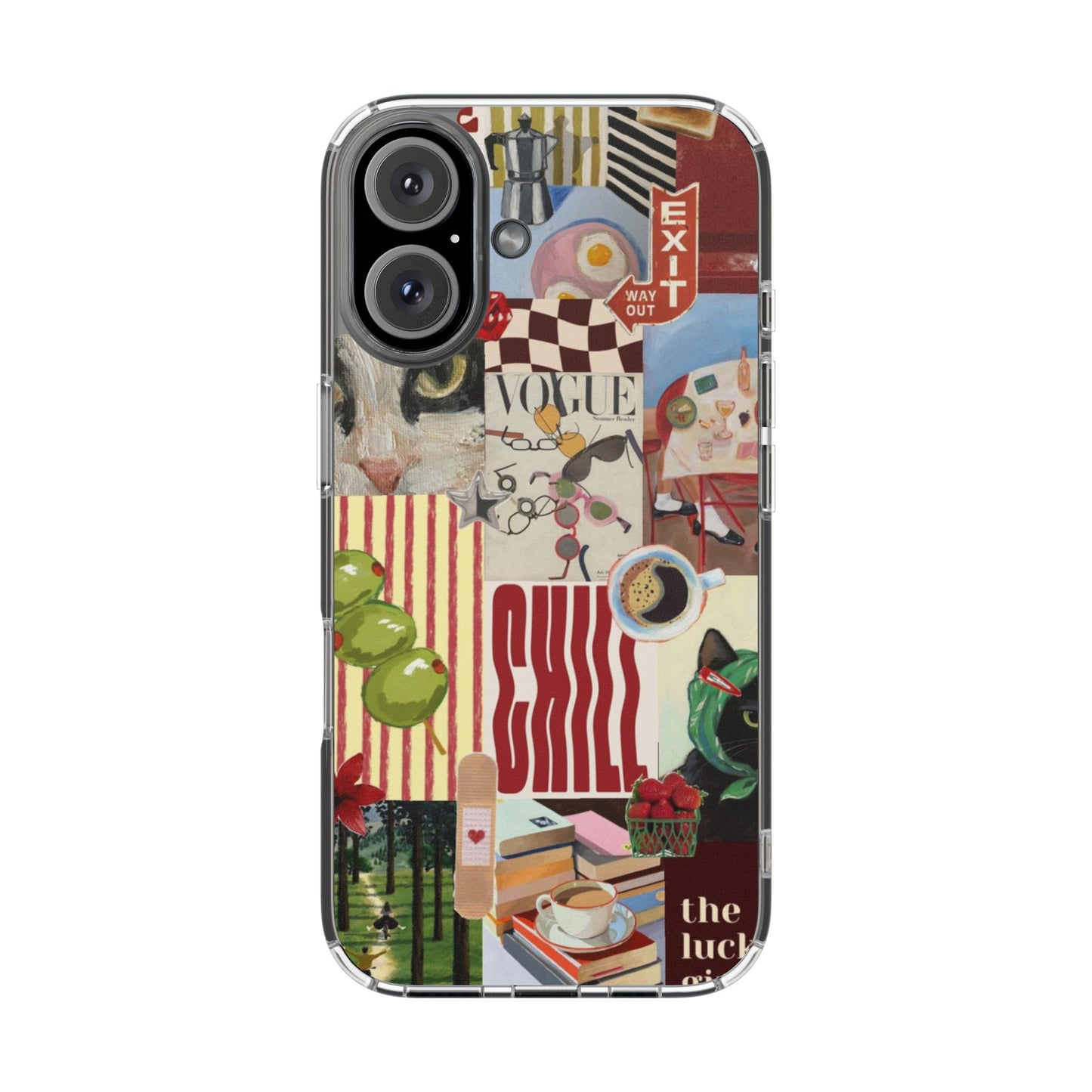 Collage Vintage Aesthetic Clear Impact-Resistant Phone Case