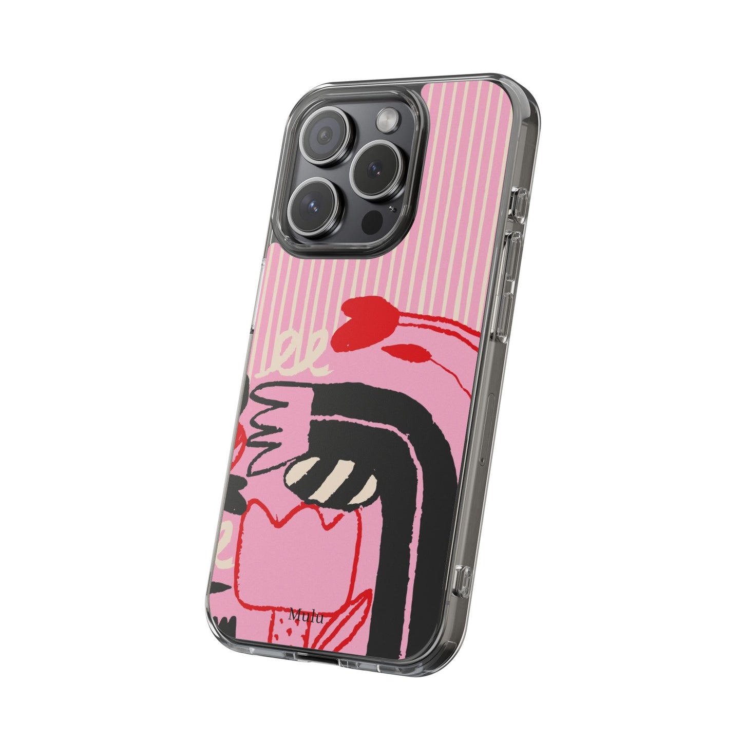 Clear Impact-Resistant Case — Pink Cute Heart Cartoon Design