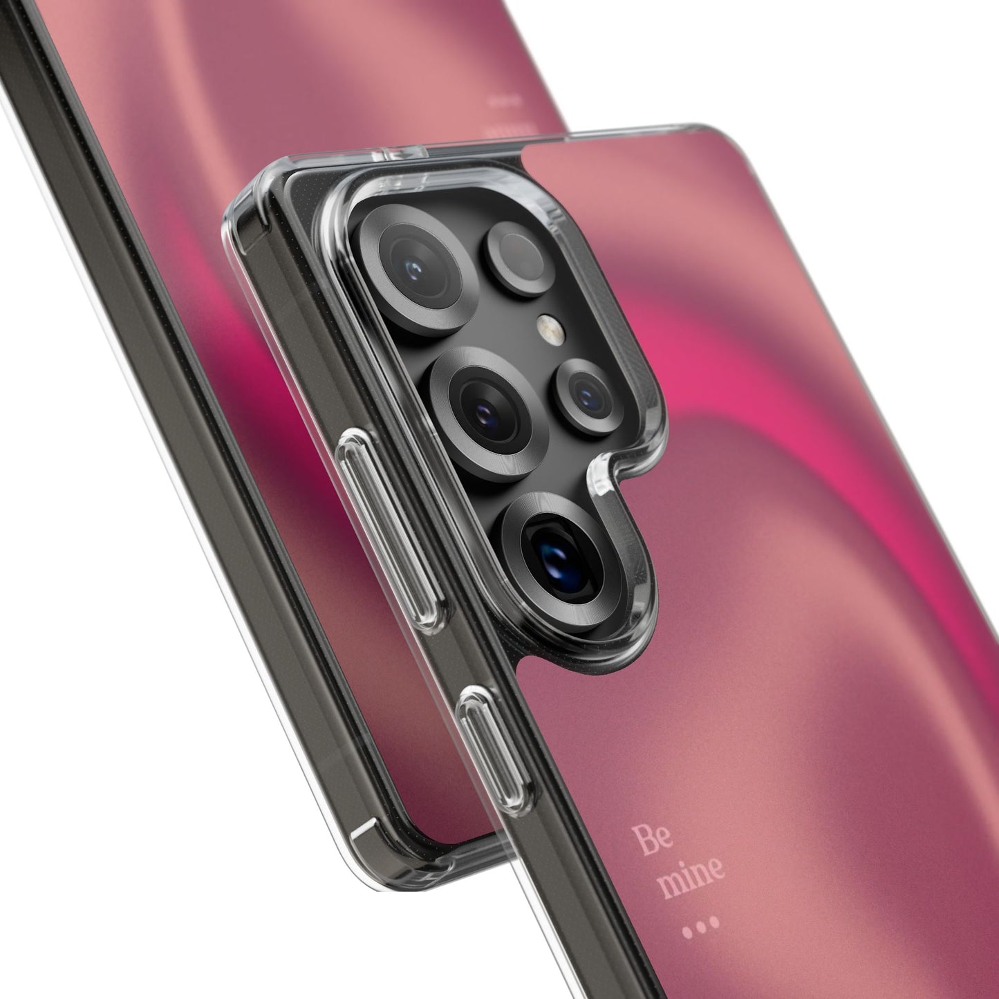 Clear Impact Phone Case — Pink Satin Swirl "Be mine" Design