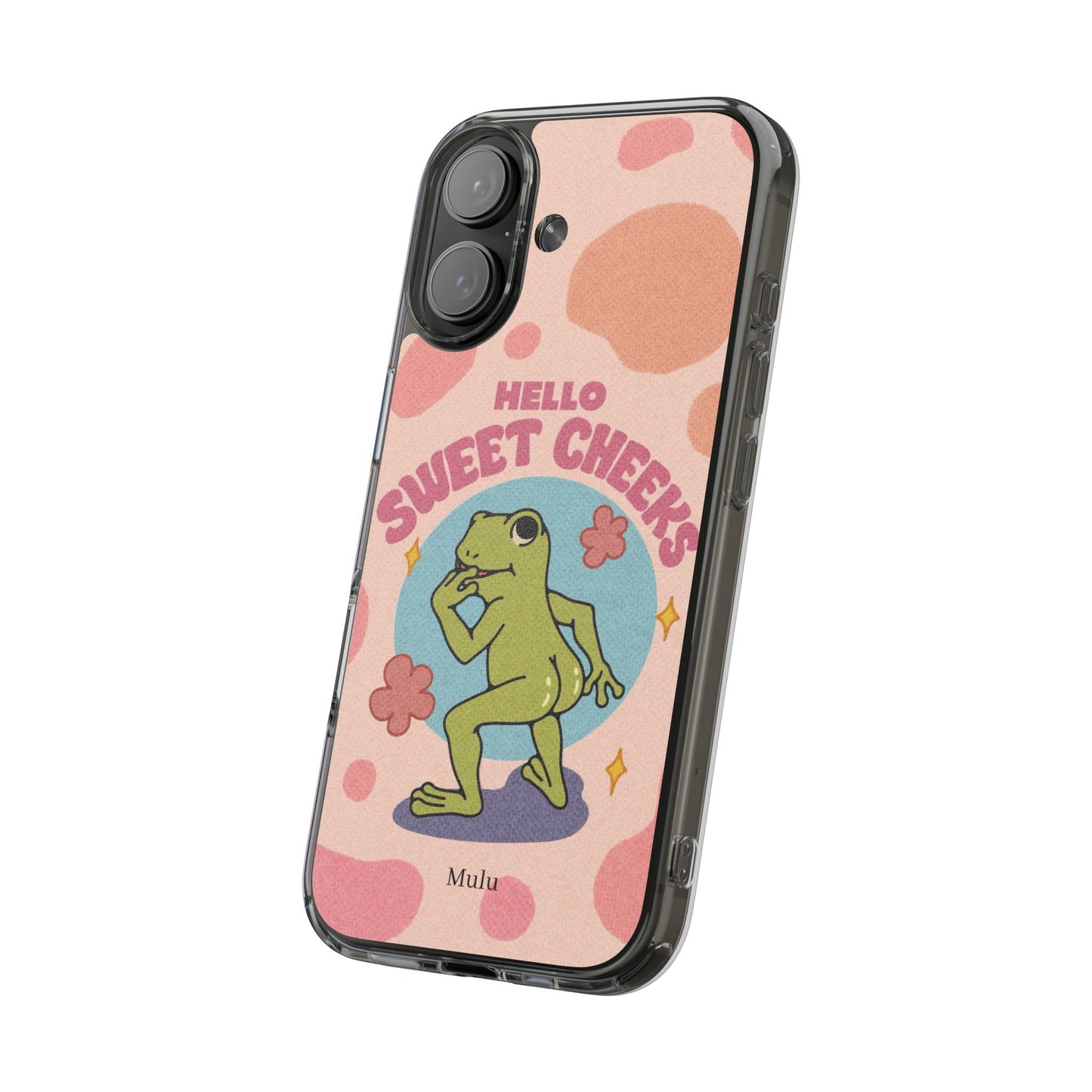 Clear Impact Phone Case — "Hello Sweet Cheeks" Retro Frog Design