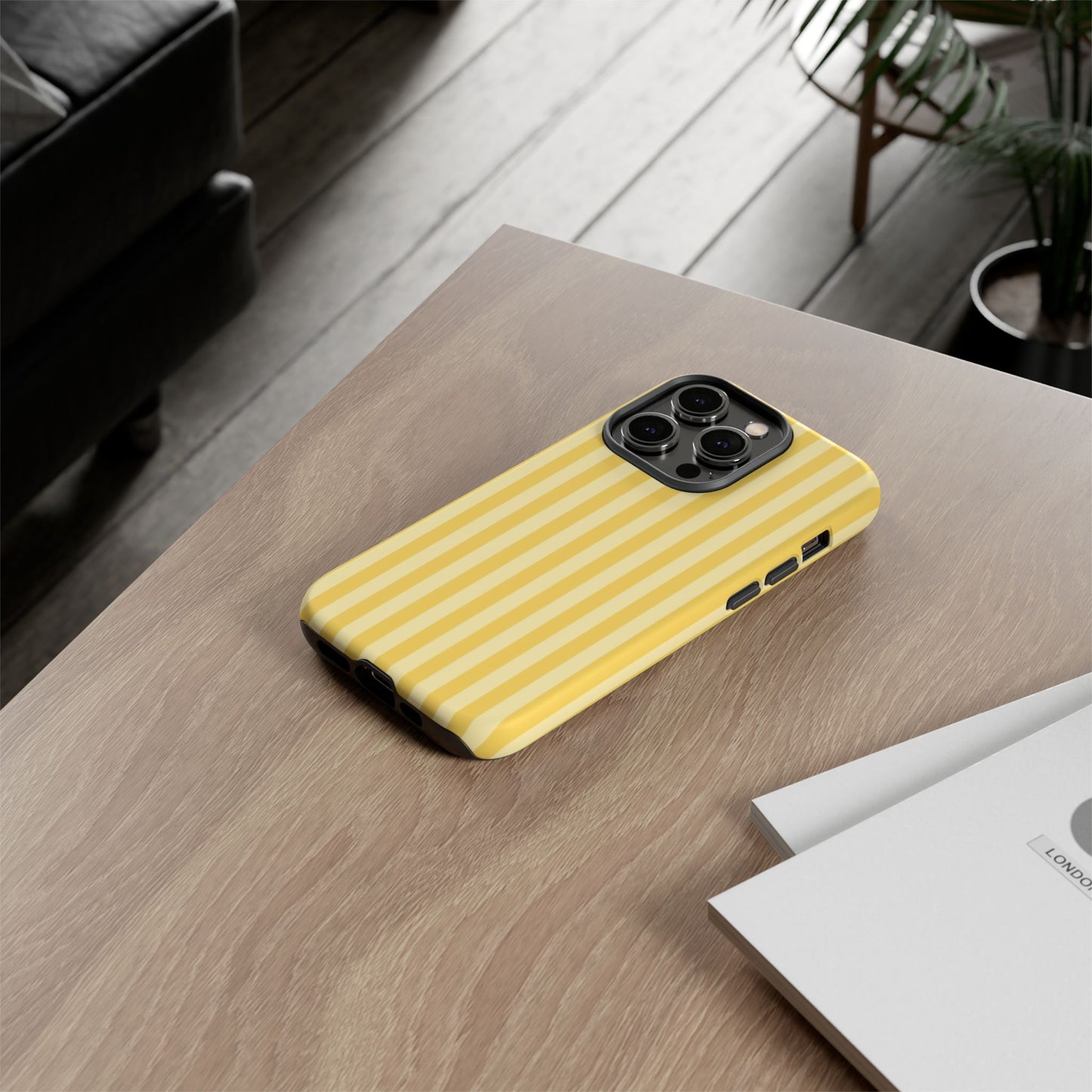 Yellow Stripe Tough Phone Case — Durable Protective iPhone Cover