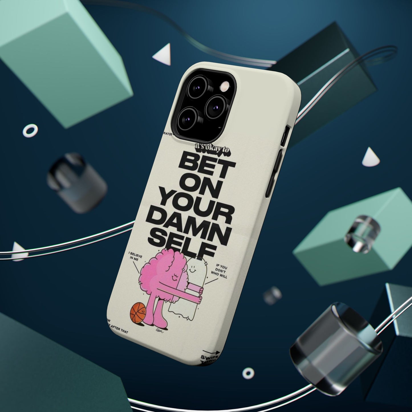 Magnetic Impact-Resistant Case — "Bet On Your Damn Self" Motivational Phone Cover