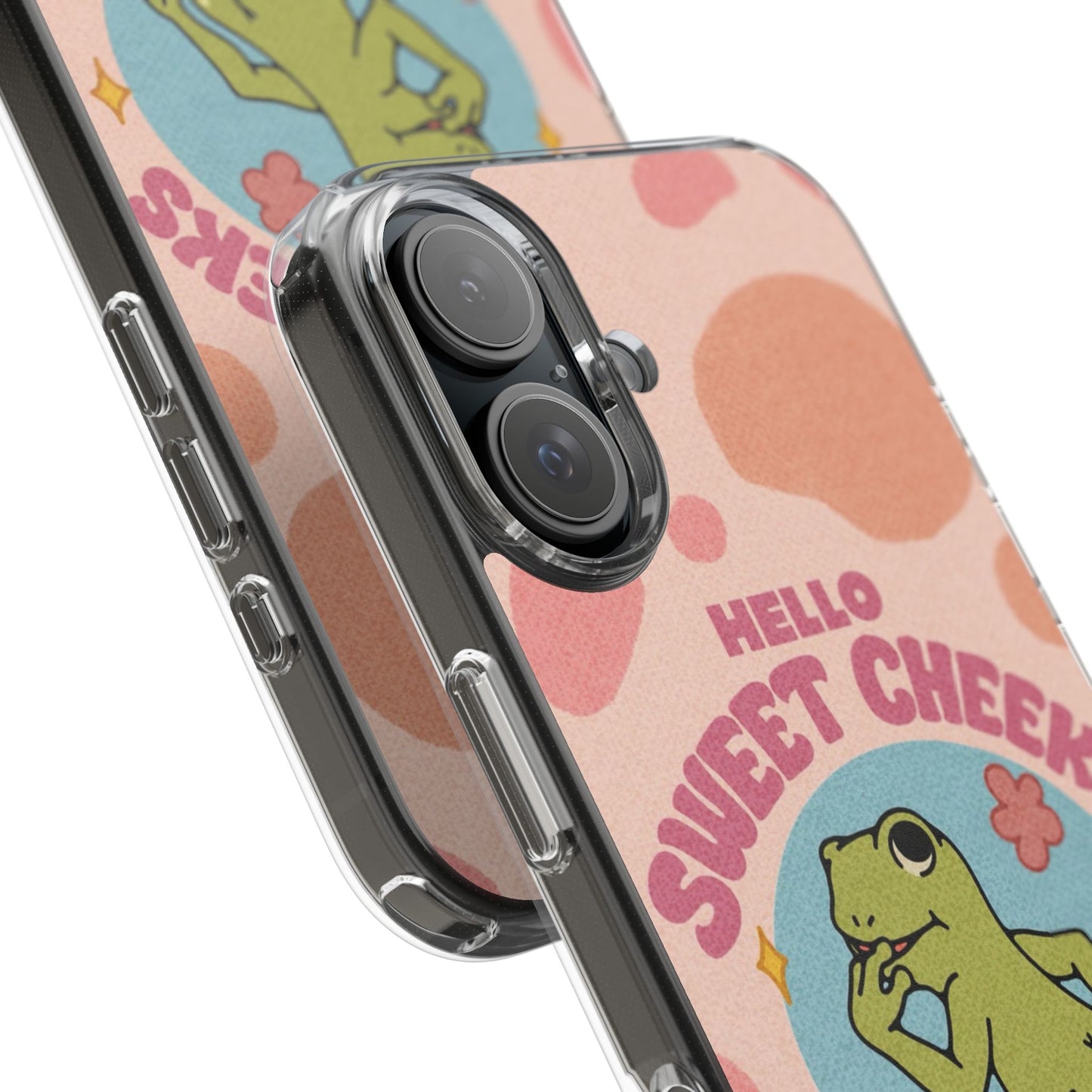 Clear Impact Phone Case — "Hello Sweet Cheeks" Retro Frog Design