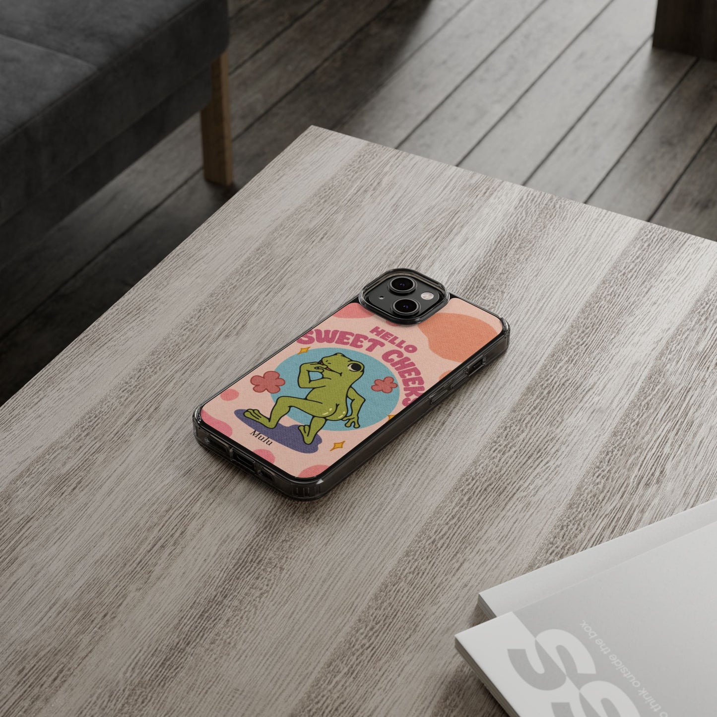 Clear Impact Phone Case — "Hello Sweet Cheeks" Retro Frog Design