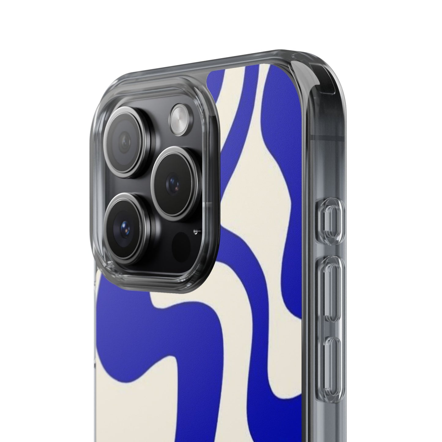 Clear Impact-Resistant Case — Blue Abstract Wavy Pattern