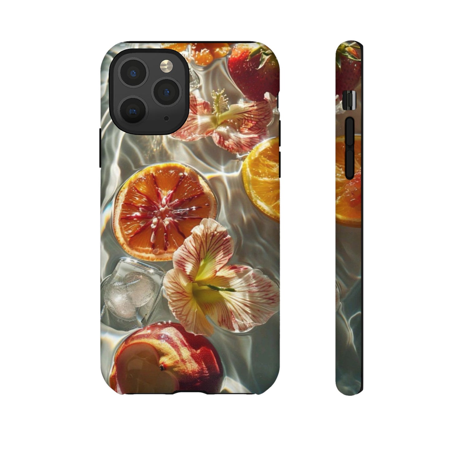 Citrus & Hibiscus Protective Phone Case – Summer Fruit Water Print Tough Case