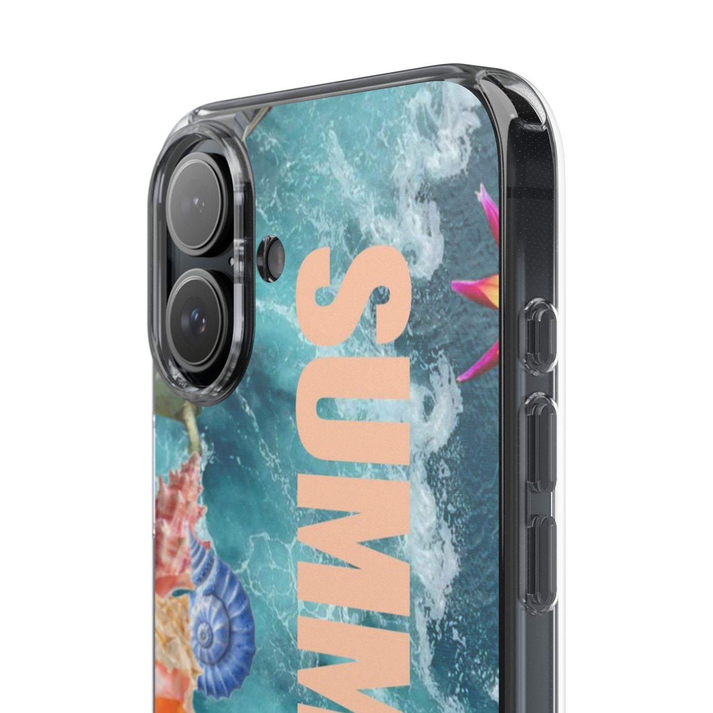 Summer Floral Clear Impact Phone Case — "SUMMER" Tropical Hibiscus Design