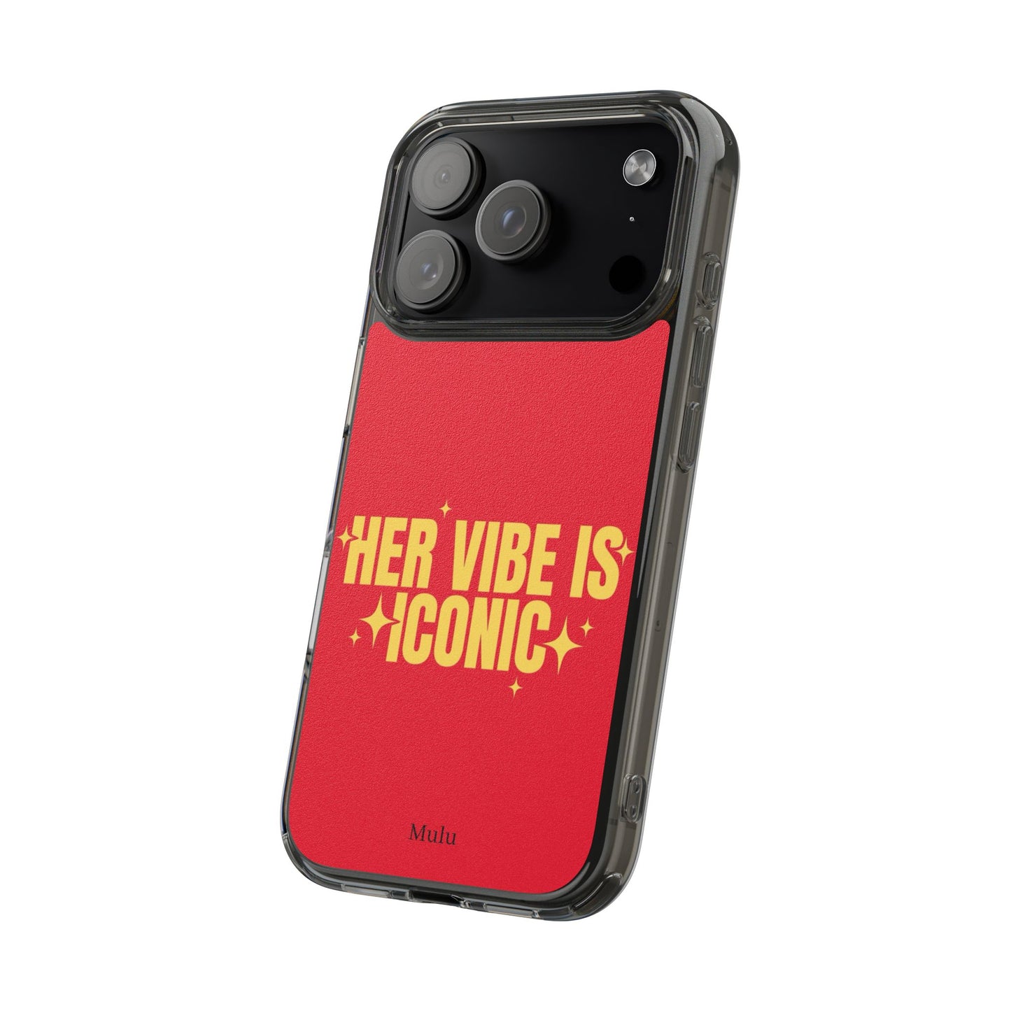 Clear Impact-Resistant Phone Case — "Her Vibe Is Iconic" Red Protective Cover