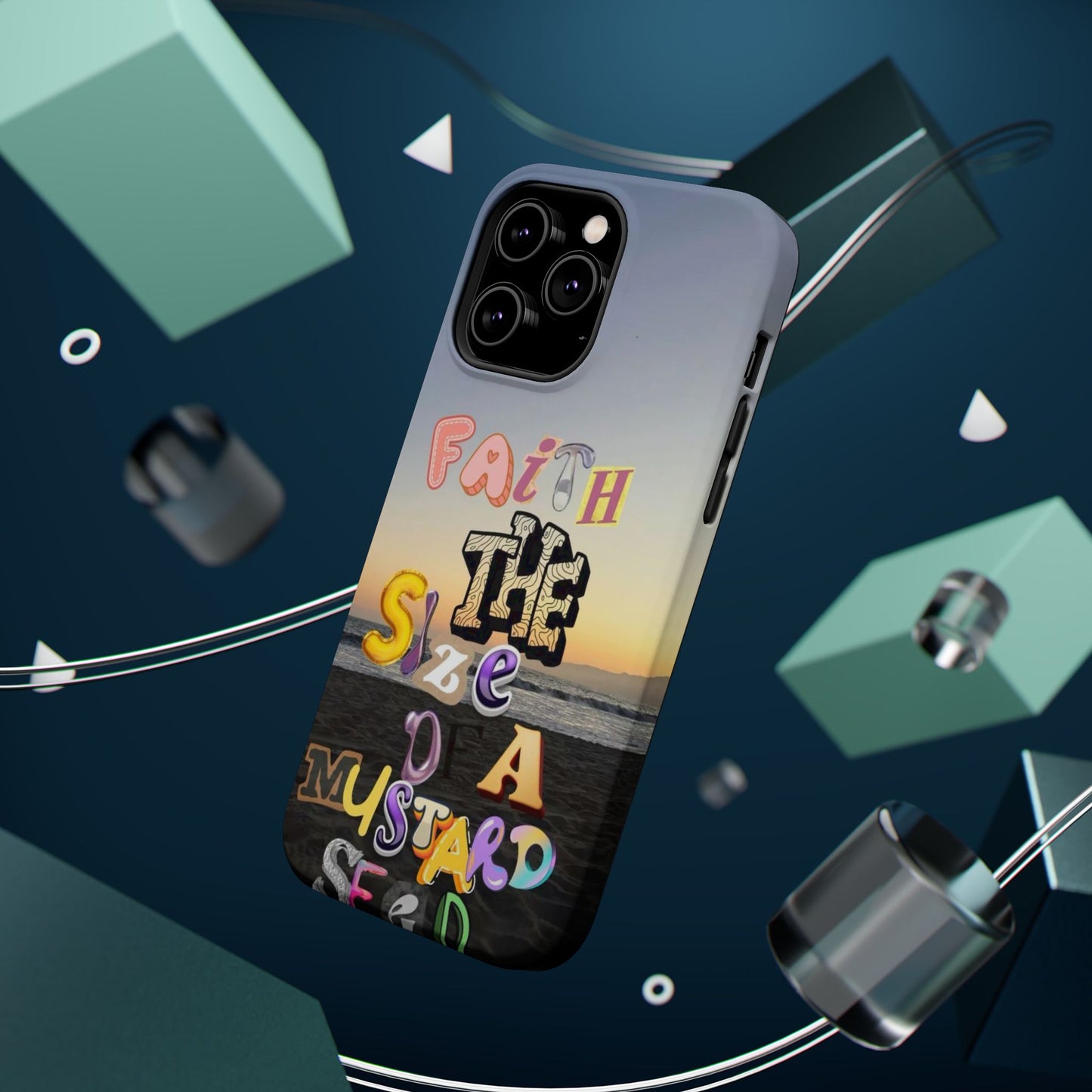 Magnetic Impact-Resistant Phone Case — "Faith the Size of a Mustard Seed" Sunset Design