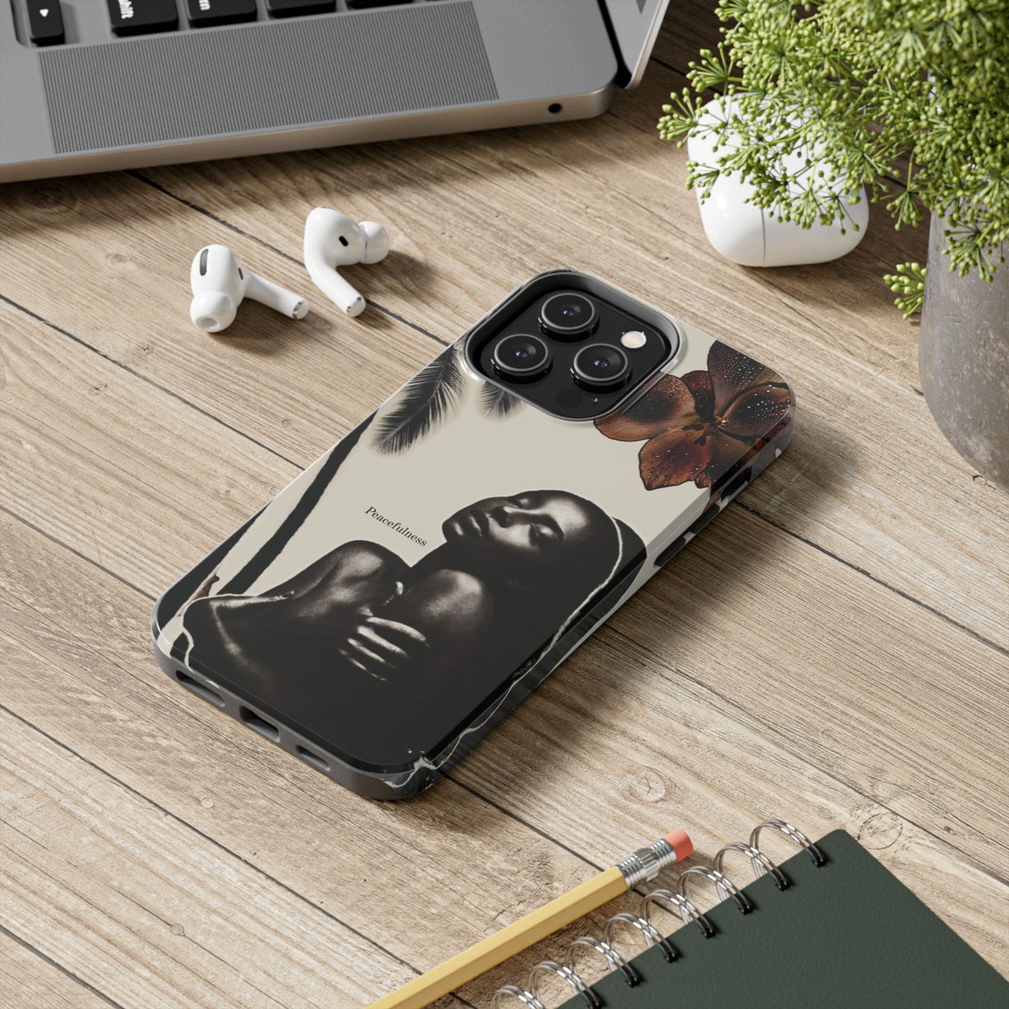 Tough Phone Case — "Peacefulness" Artistic Black Woman Floral Design