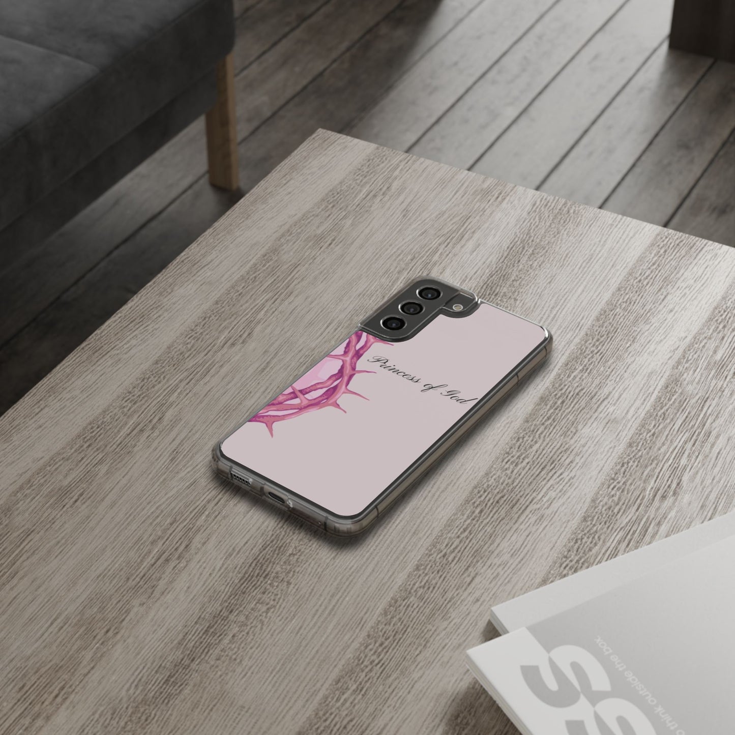 Phone Case — "Princess of God" Pink Crown of Thorns Clear Impact-Resistant Case
